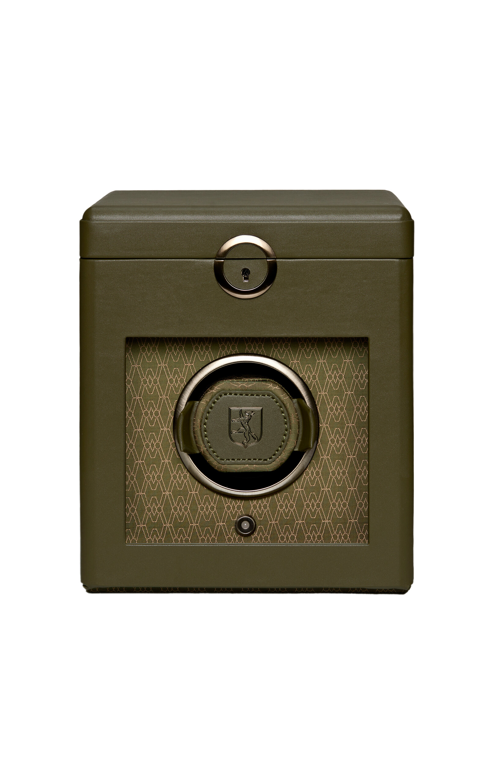 Wolf Earth Leather Single Watch Winder In Olive