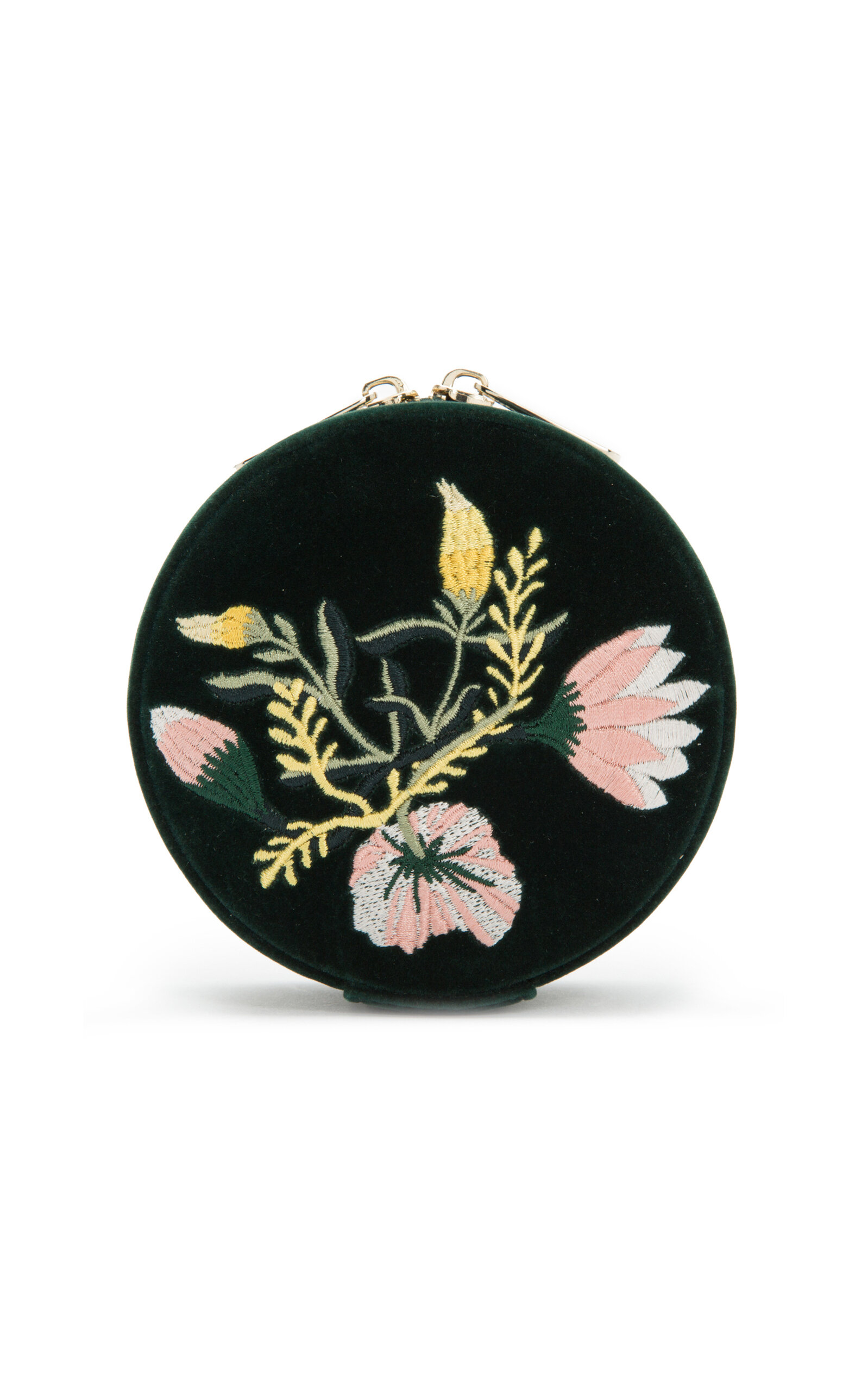 WOLF Zoe Embroidered Velvet Travel Round - Green