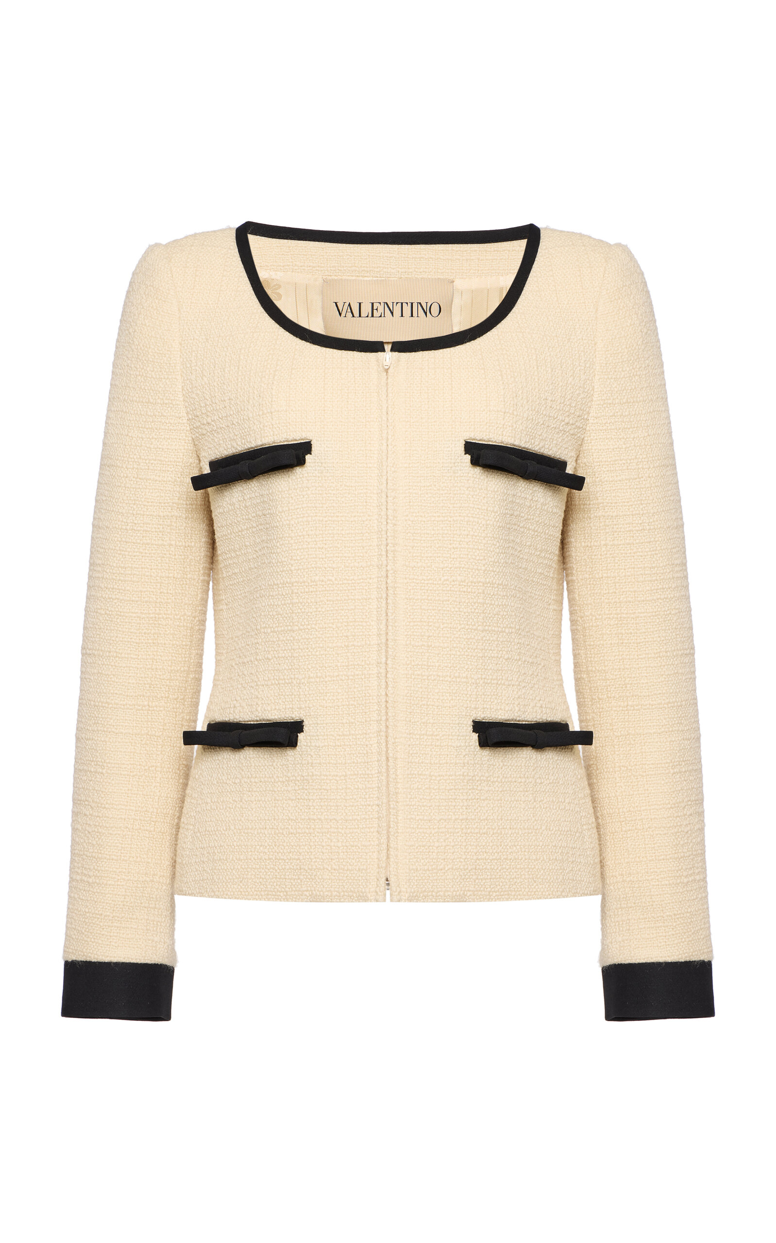 Valentino Garavani Bow-Detailed Wool-Blend Tweed Jacket - Moda Operandi