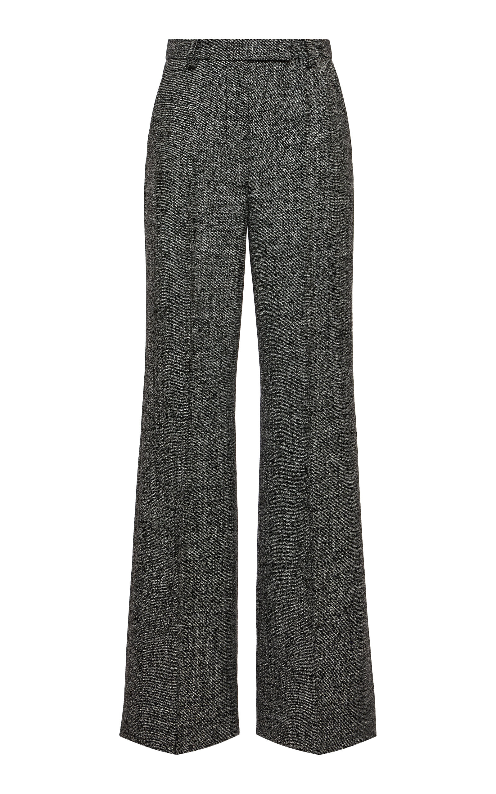 Valentino Virgin-wool Mid-rise Flared-leg Pants In Gray