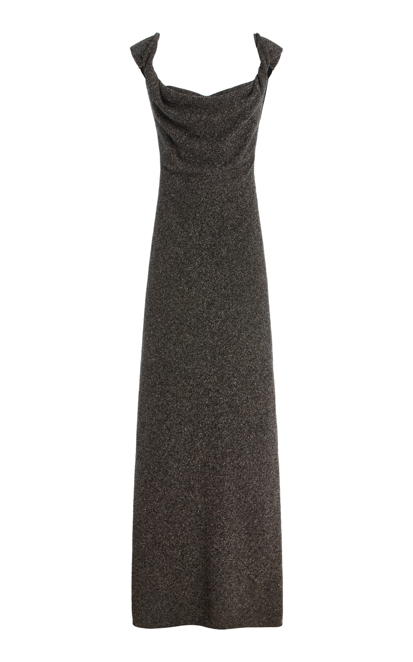 The Row Pentaru Twisted Silk-Wool Tweed Maxi Dress