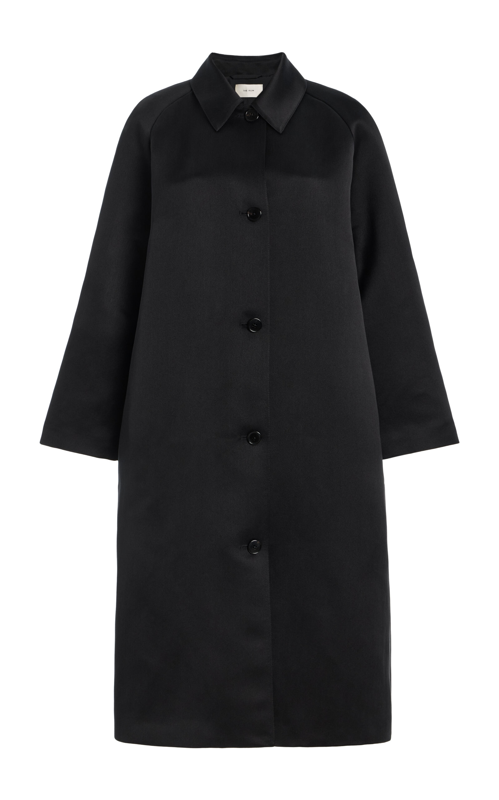 The Row Ema Silk Coat In Black