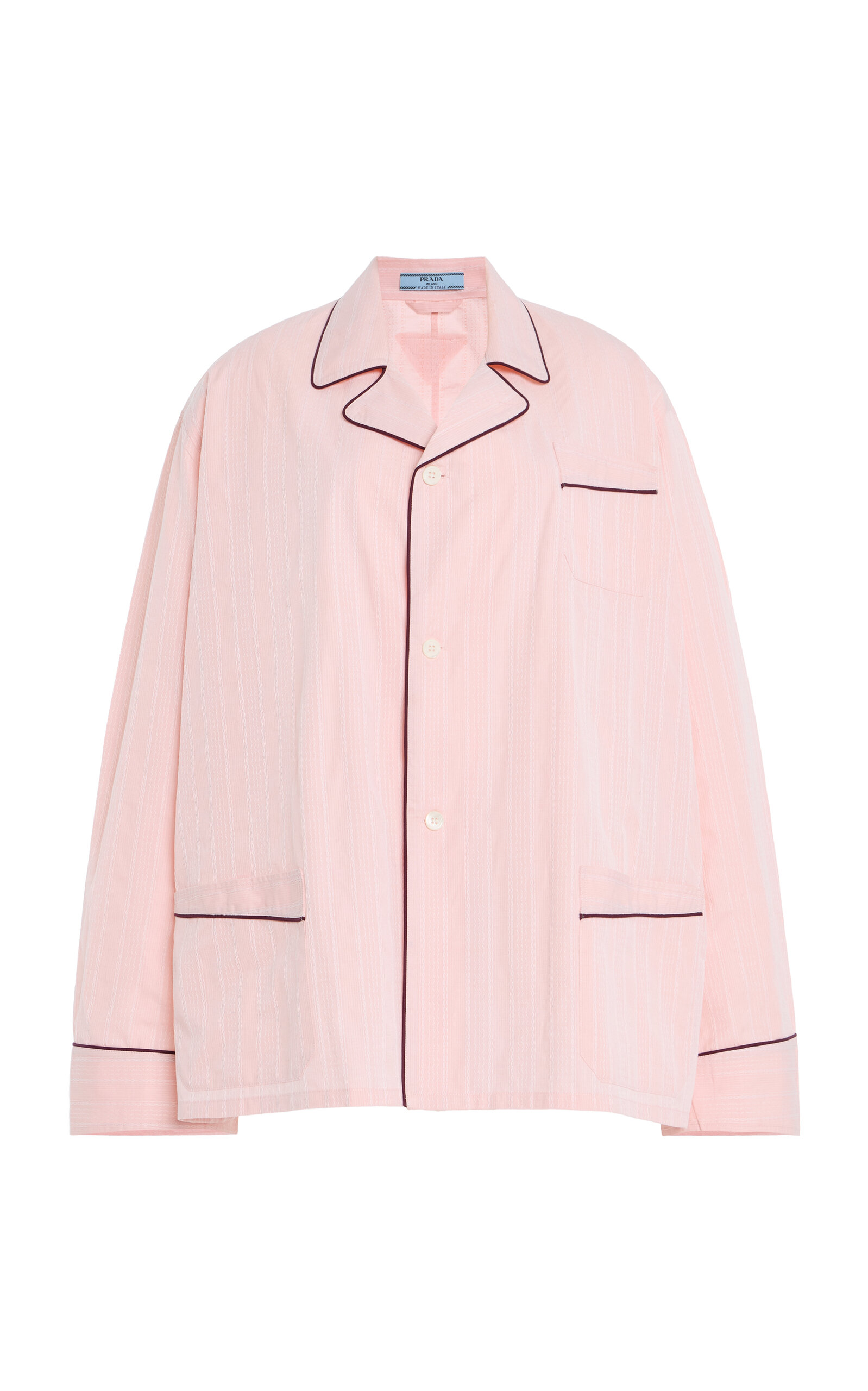 Prada Jacquard Cotton Pj Top In Pink