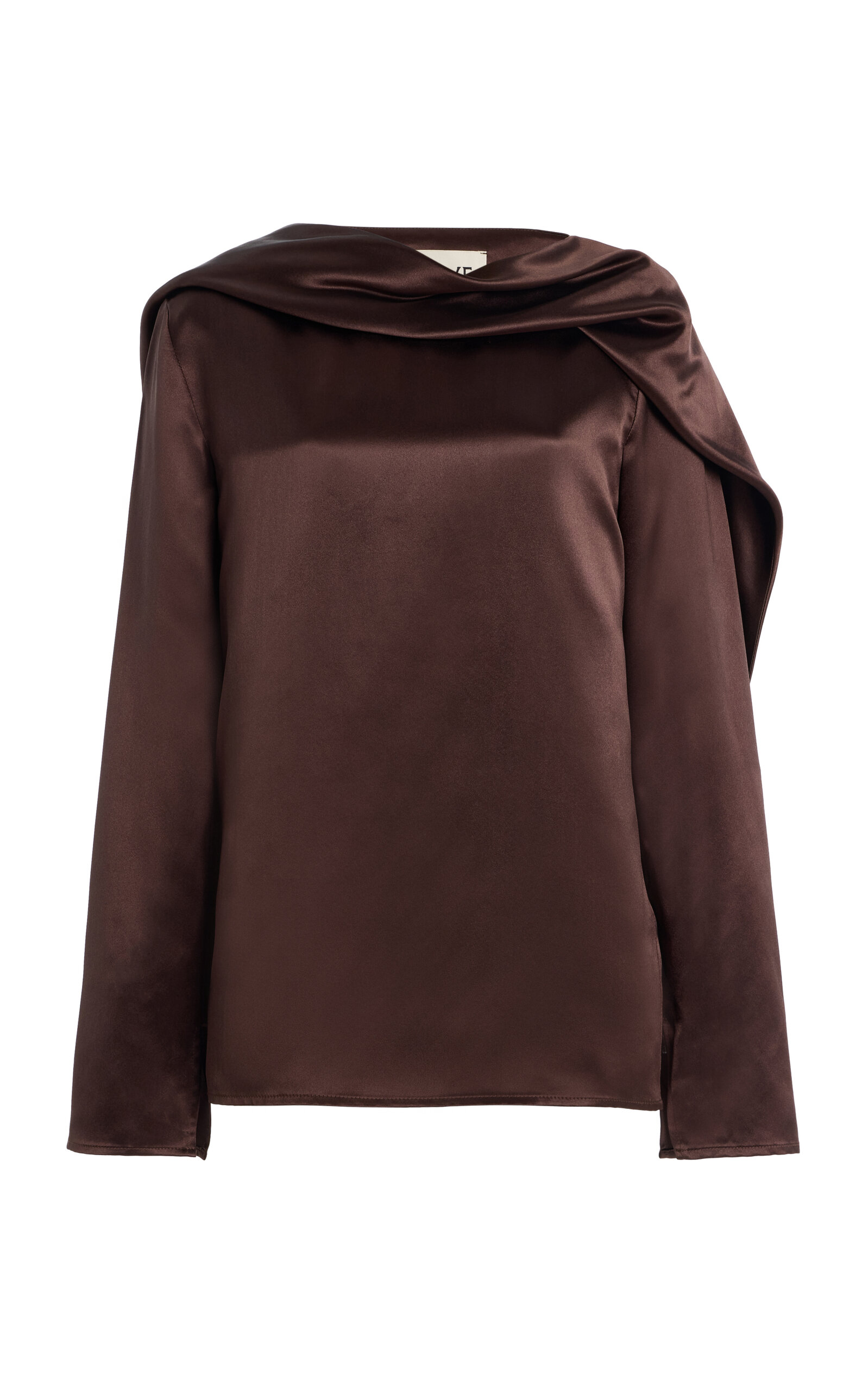 Tove Caris Draped Satin Top In Brown