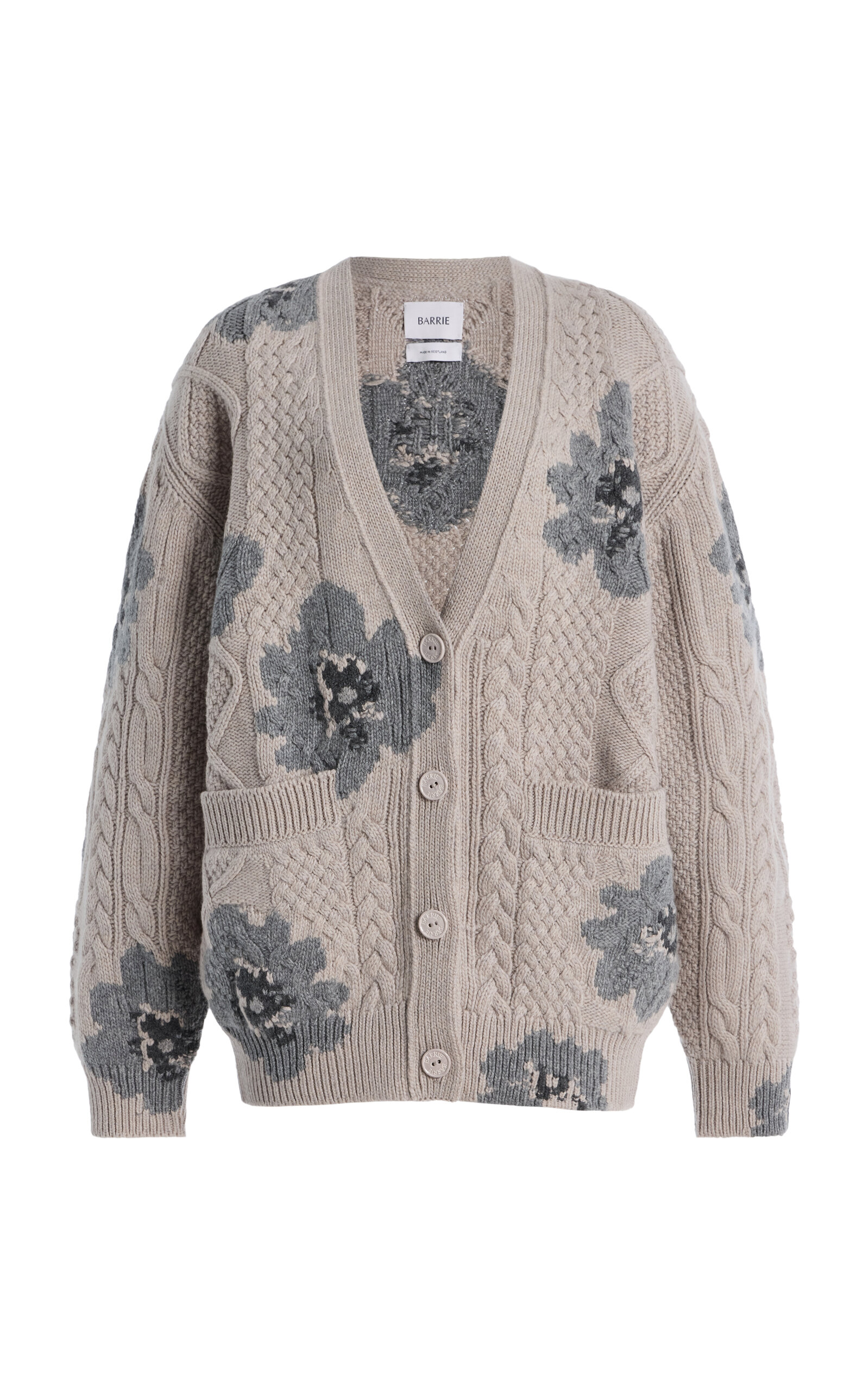 Barrie Cockade Floral Cashmere Cardigan In Multi