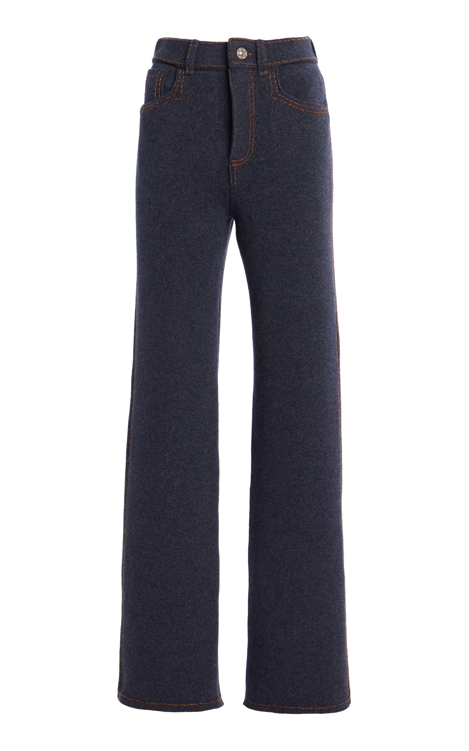 Barrie Cashmere-denim Flared Pants In Blue