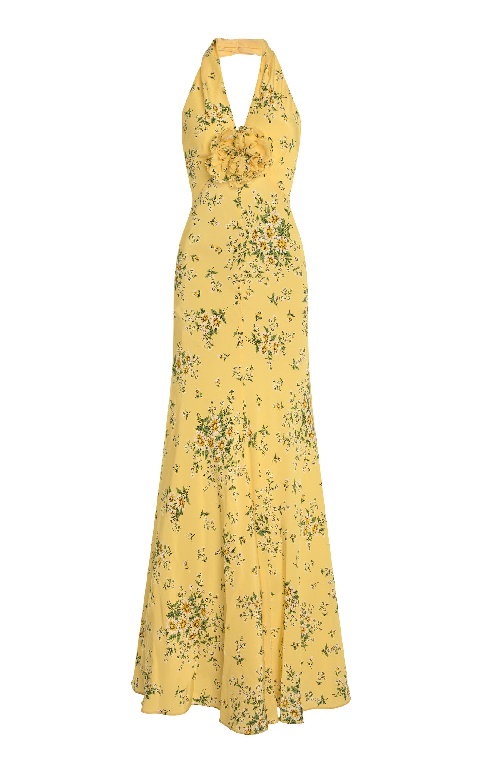 Floral Silk Halter Maxi Dress