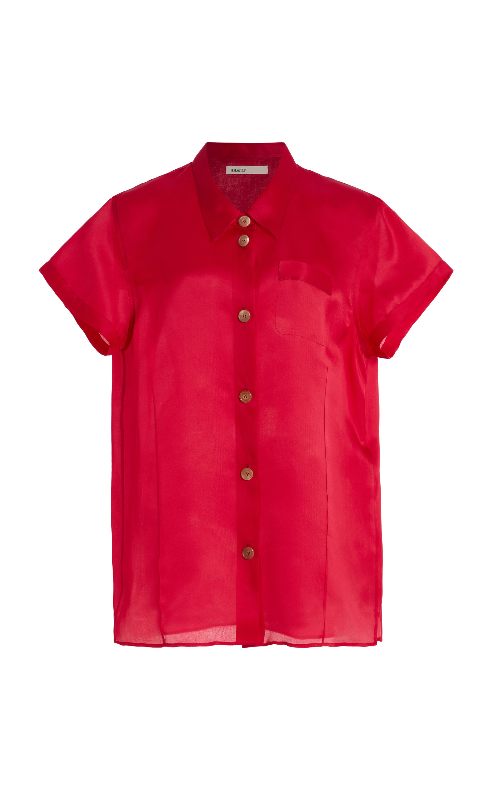 Khaite Womens Raspberry Keefe Sheer Silk Top Xs