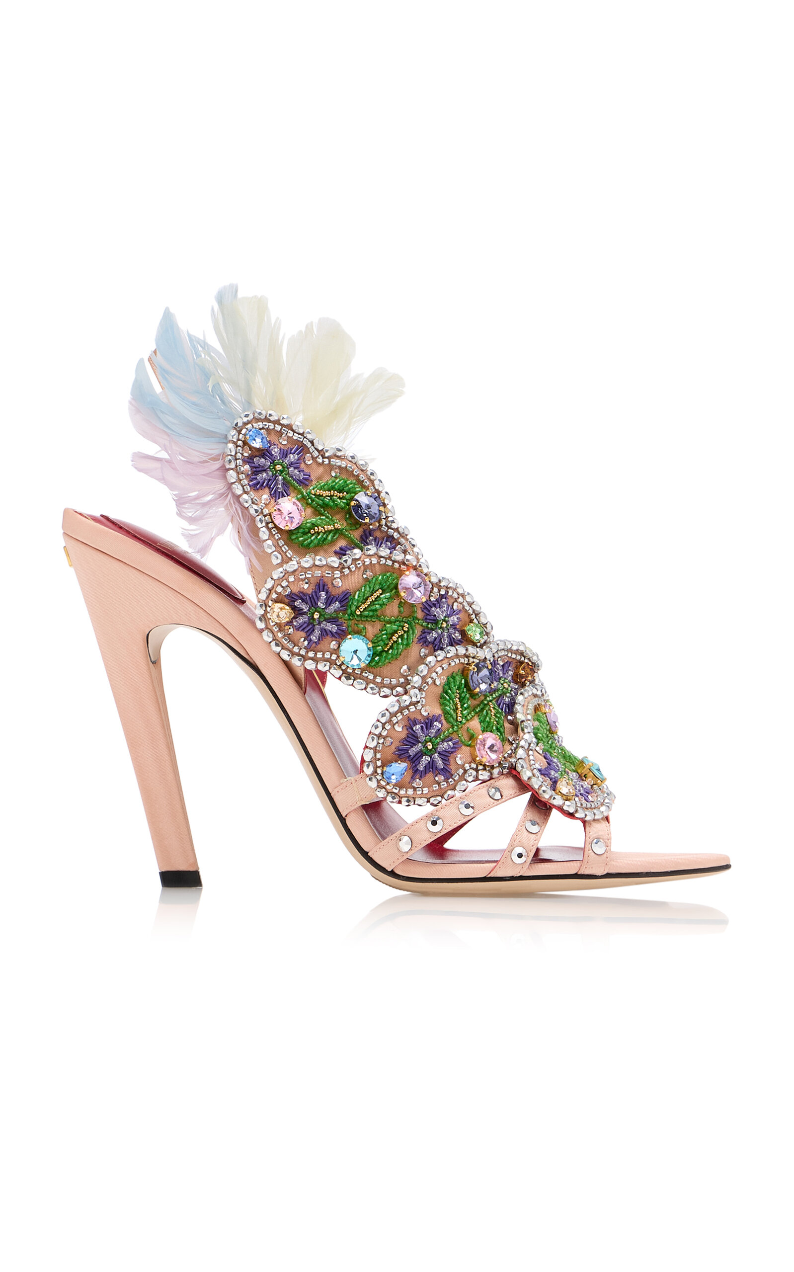 Valentino Garavani Embellished Moiré Heeled Sandals In Multi