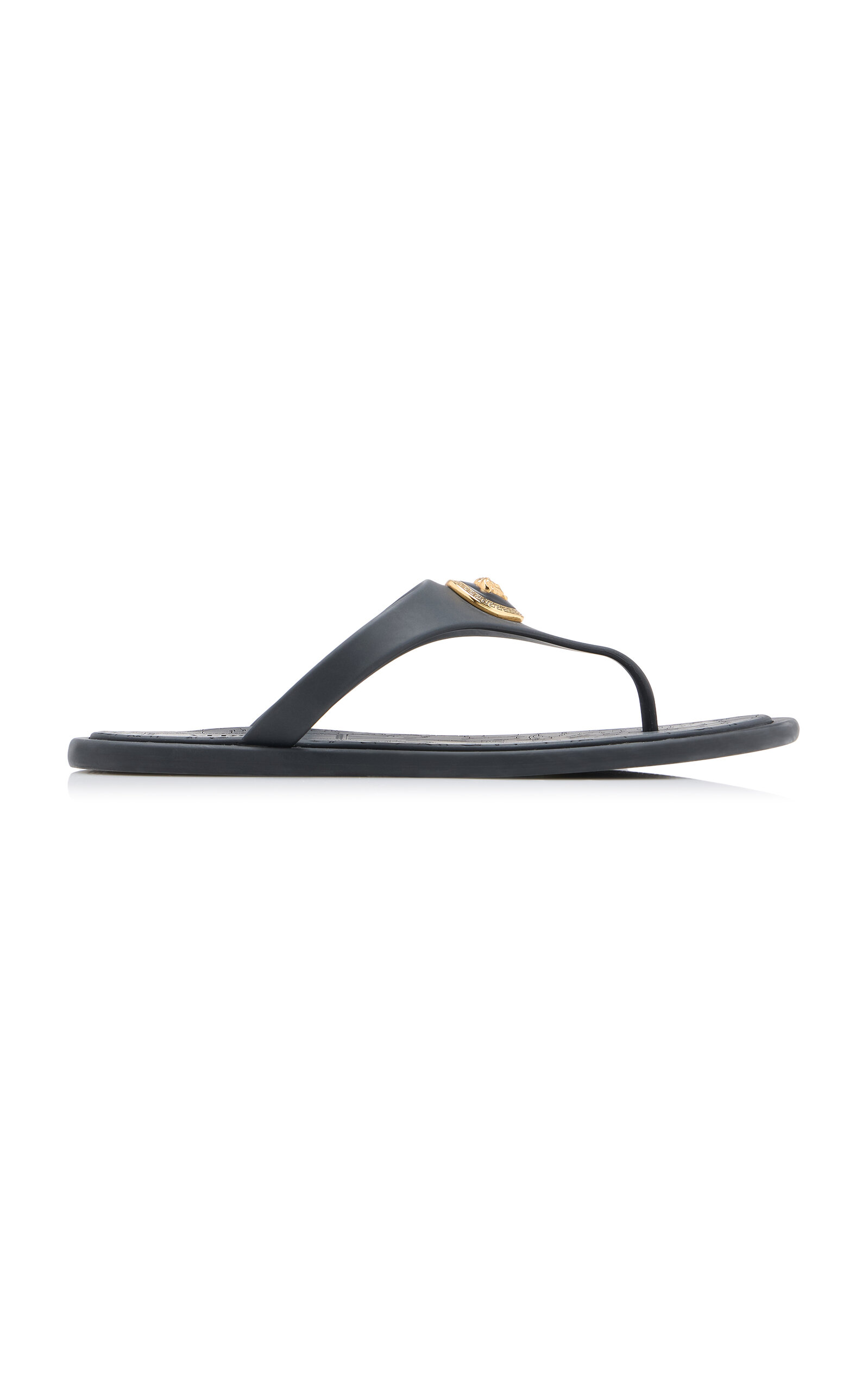Versace Black Slides With Medusa Detail In Multi
