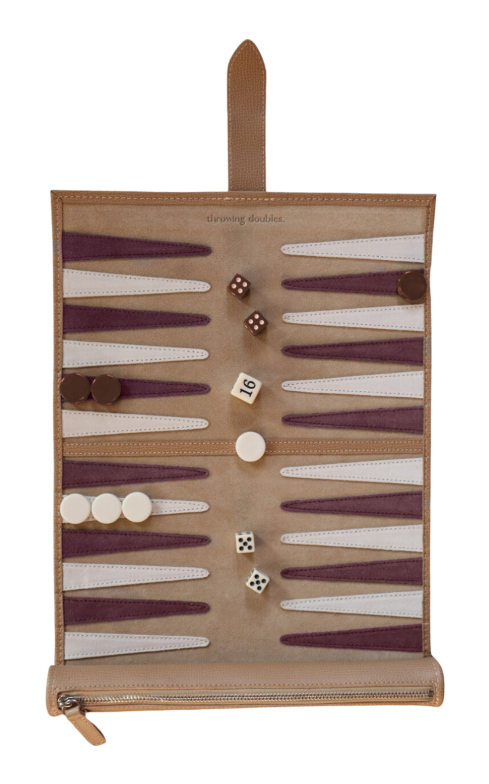 Throwing Doubles Travel Backgammon Board In Burgundy