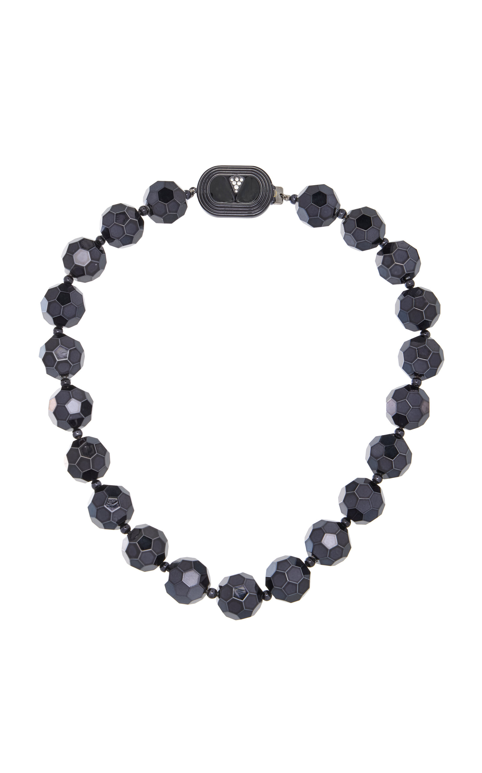 Valentino Garavani Ovalette Crystal-embellished Necklace In Black