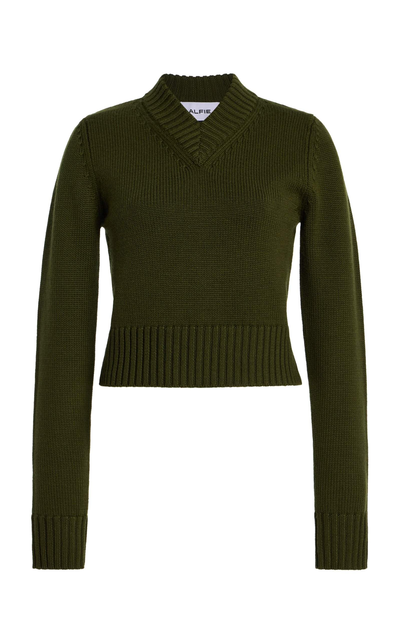 Alfie Mona Merino Wool Cropped Sweater In Green