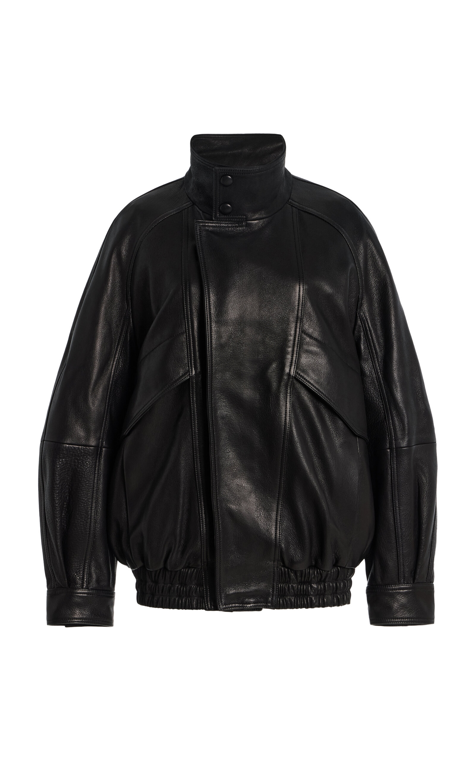 Nour Hammour Ariste Leather Bomber Jacket In Black