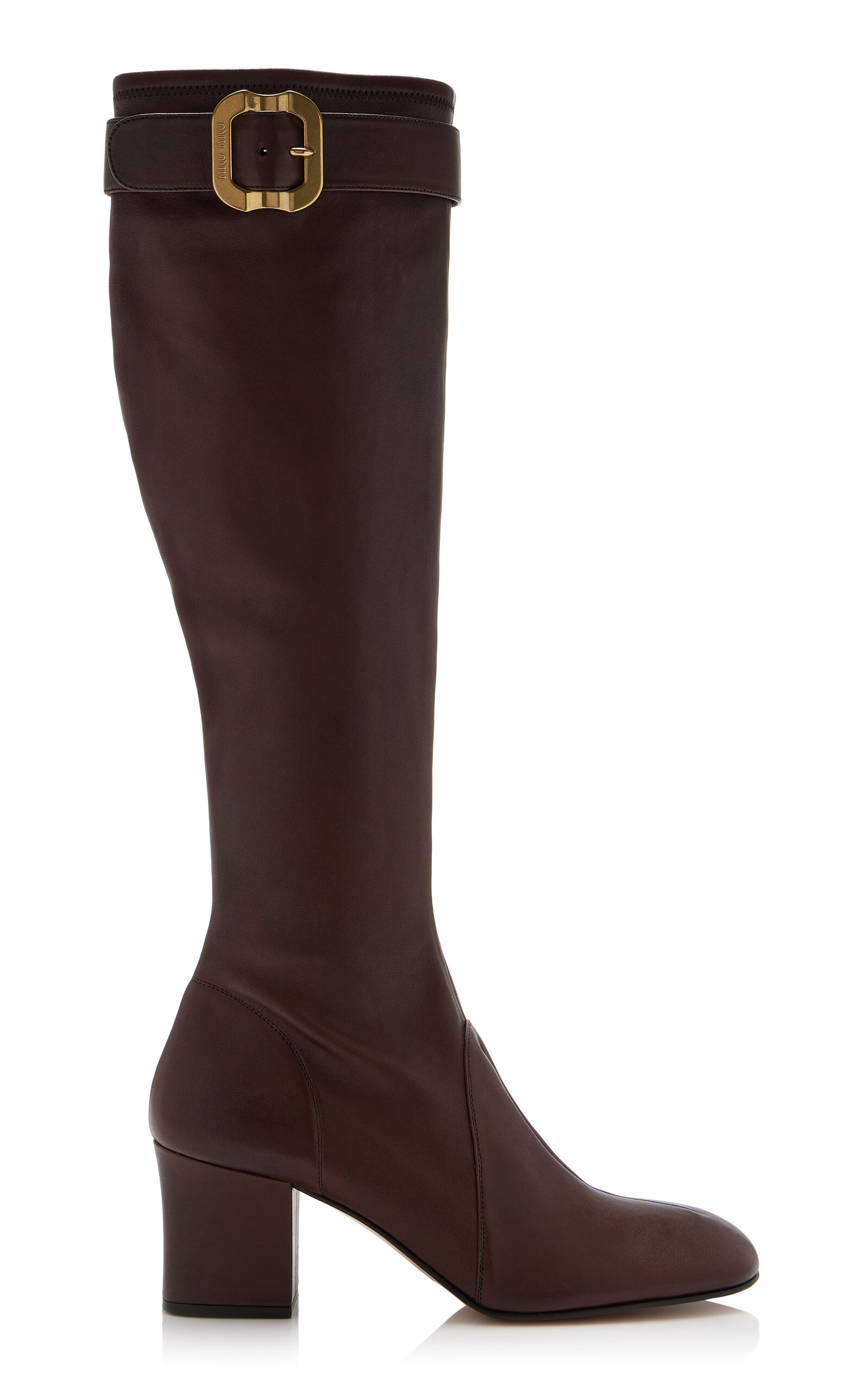 Miu Miu - Leather Knee Boots - Brown - IT 36 - Moda Operandi