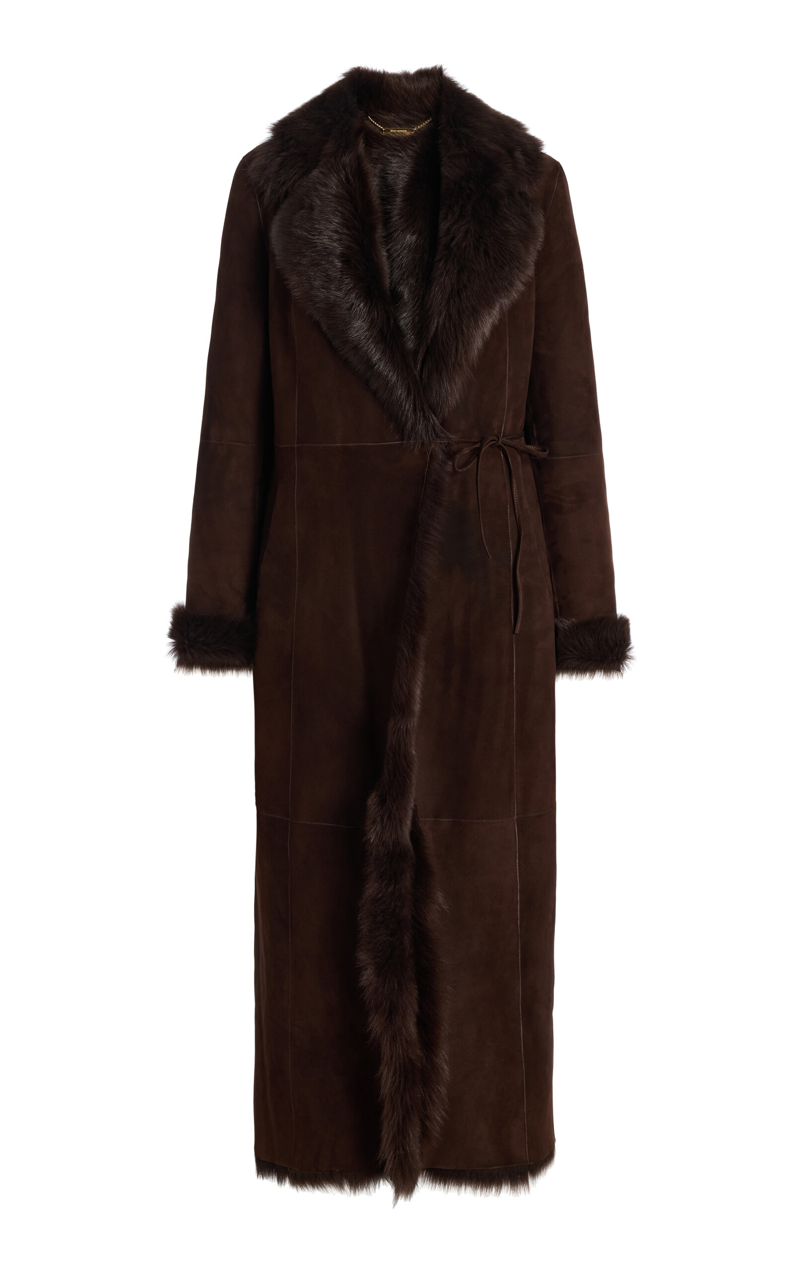 Nour Hammour Joni Ladylike 90s Shearling Coat In Brown
