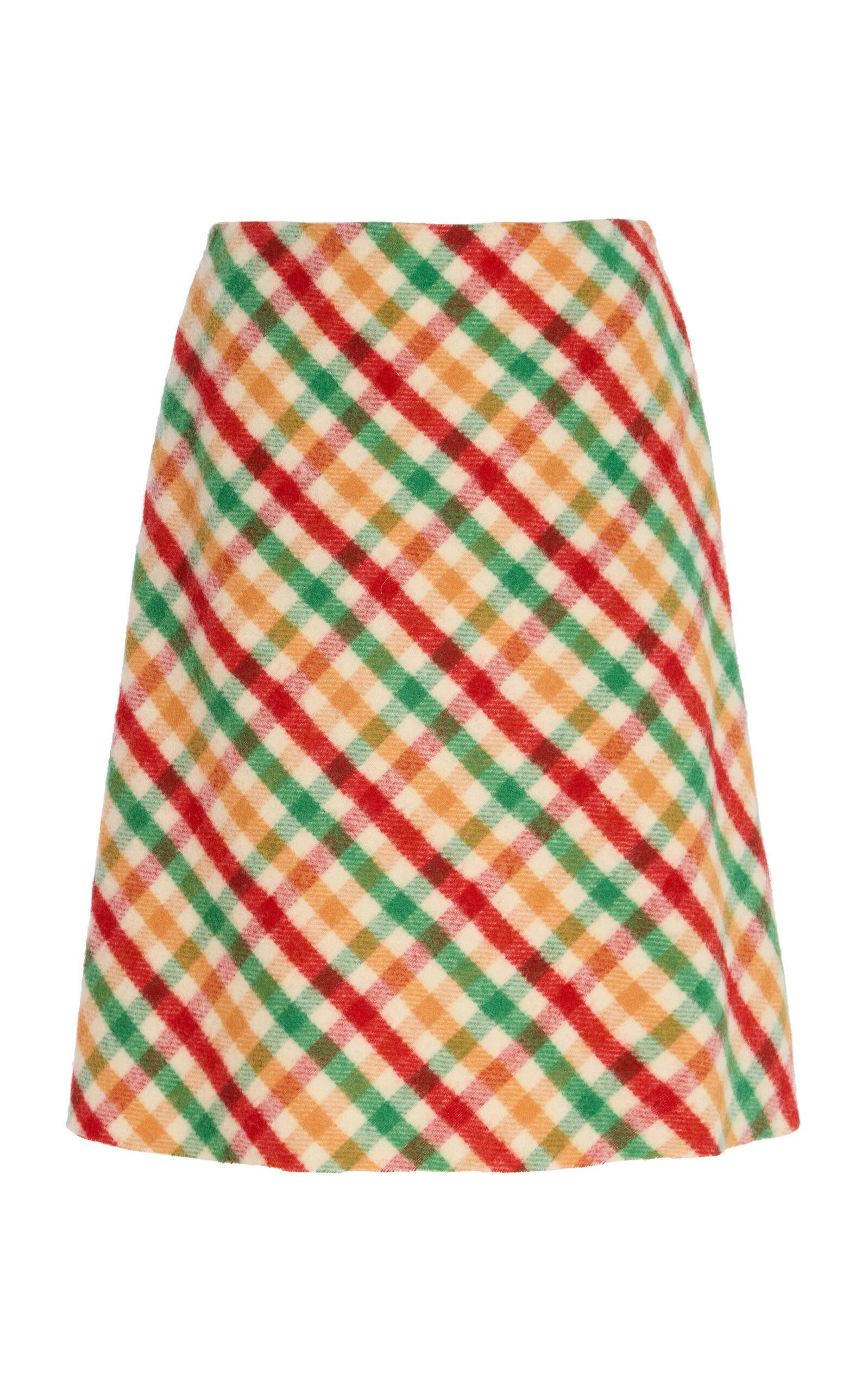 Miu Miu Checked Wool-blend Midi Skirt In Multi