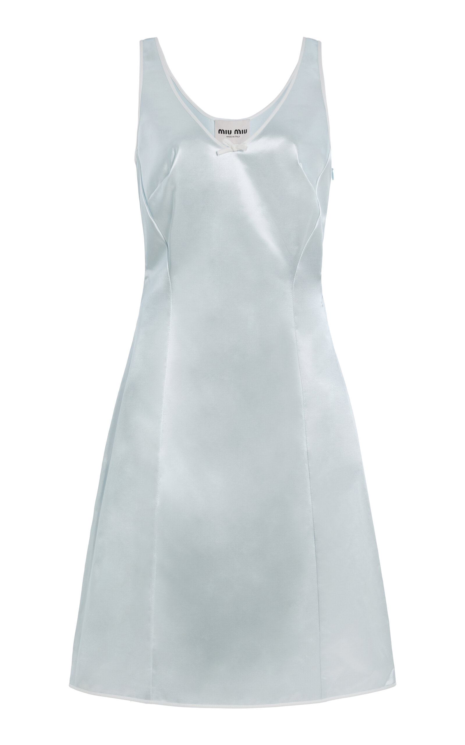 Miu Miu Satin Mini Dress Fitted Silhouette In Blue