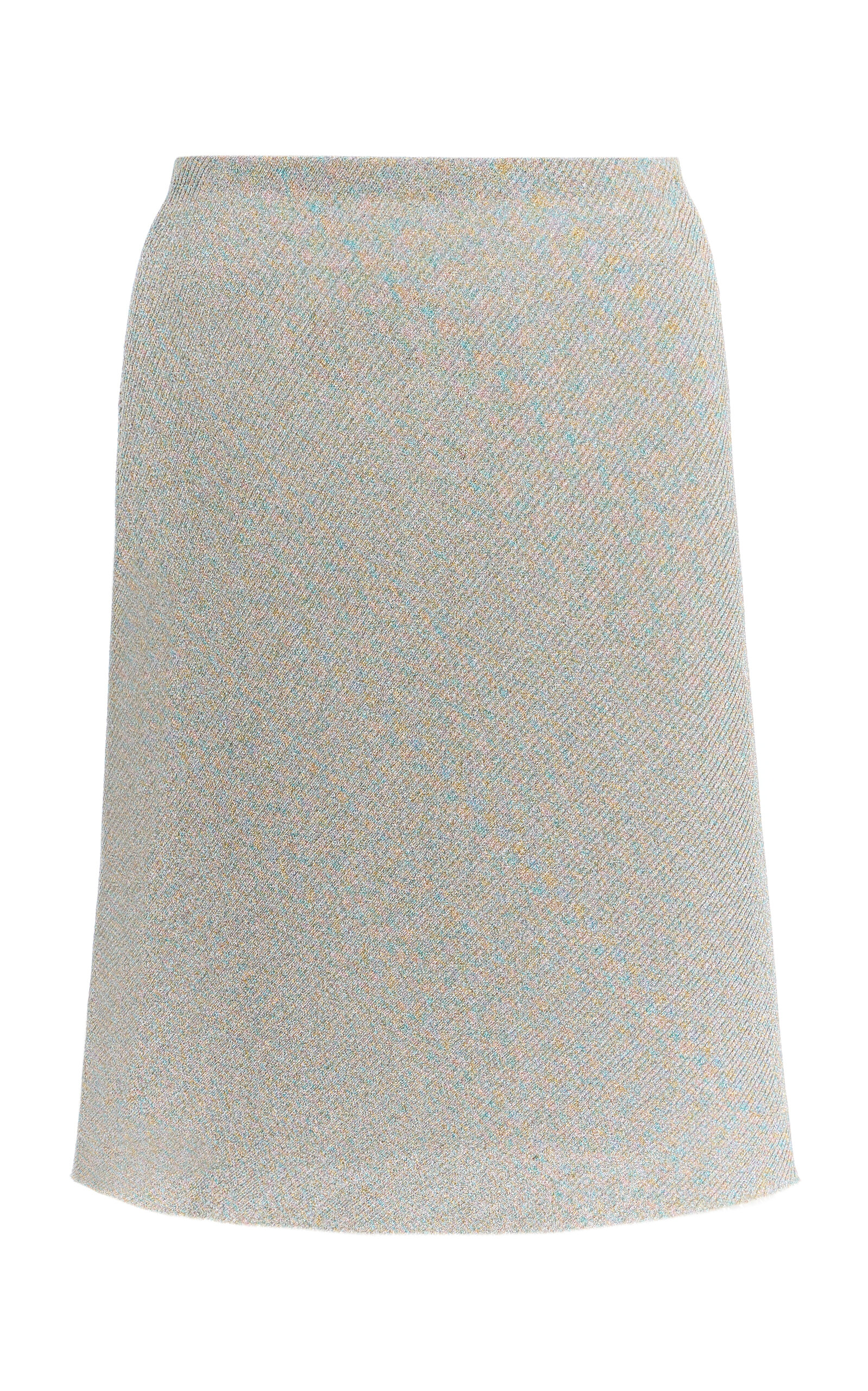 Miu Miu Lamé Ribbed-knit Midi Skirt In Gray