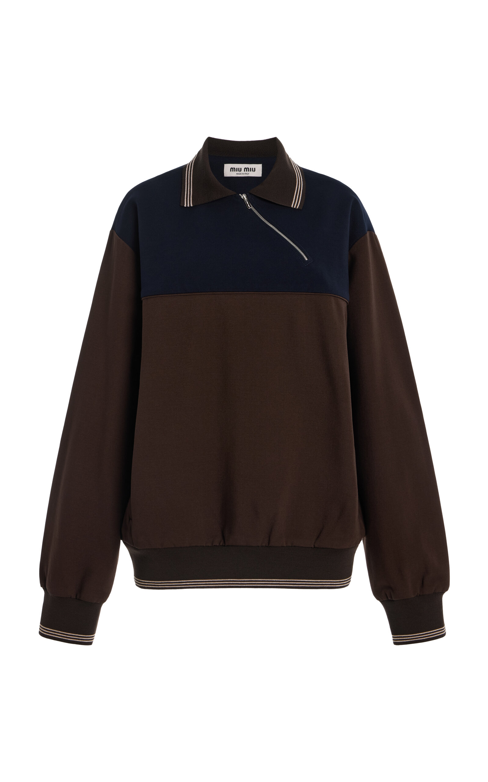 Miu Miu - Oversized Knit Sweatshirt - Brown - XS - Moda Operandi