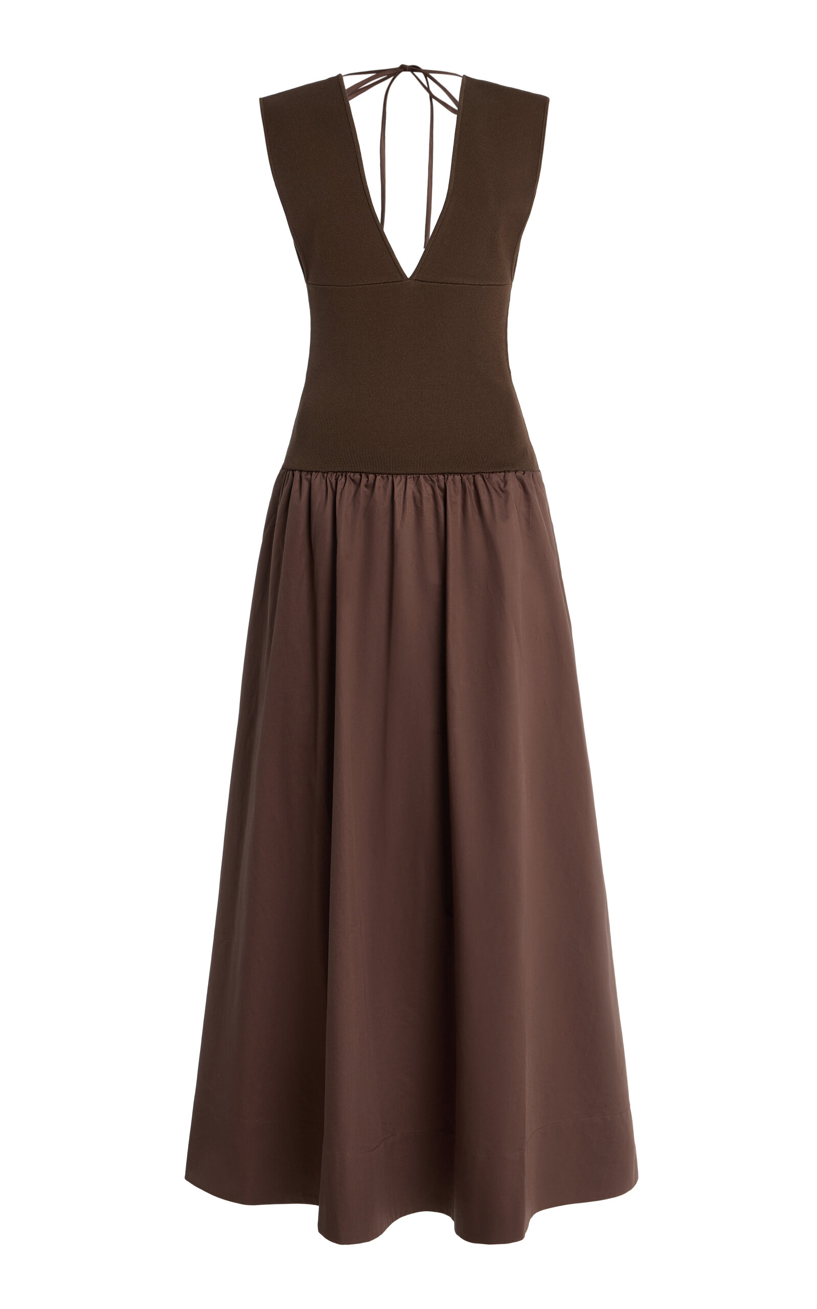 St Agni Exclusive Knit And Cotton Maxi Circle Dress In Brown