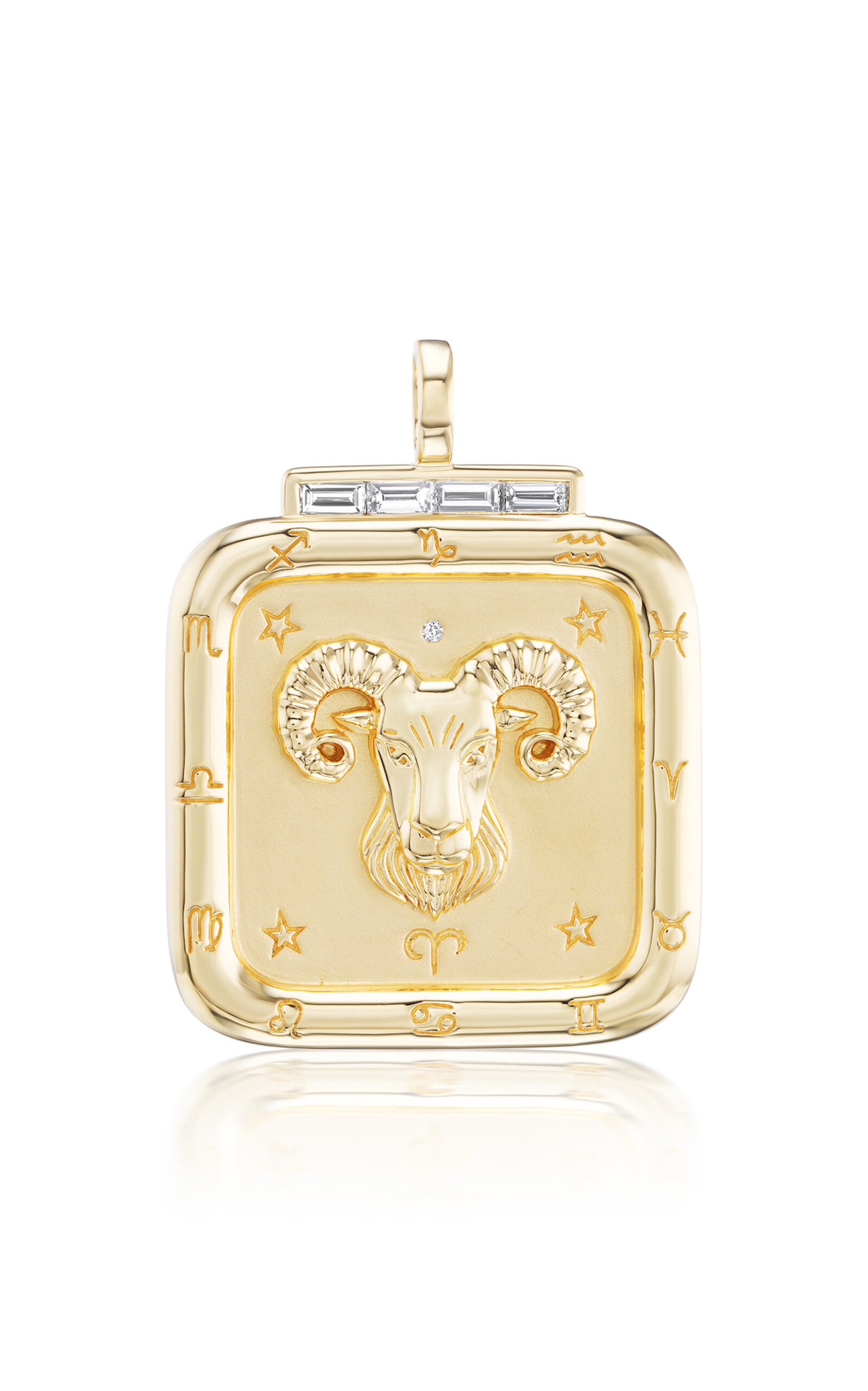 18K Yellow Gold Aries Zodiac Pendant