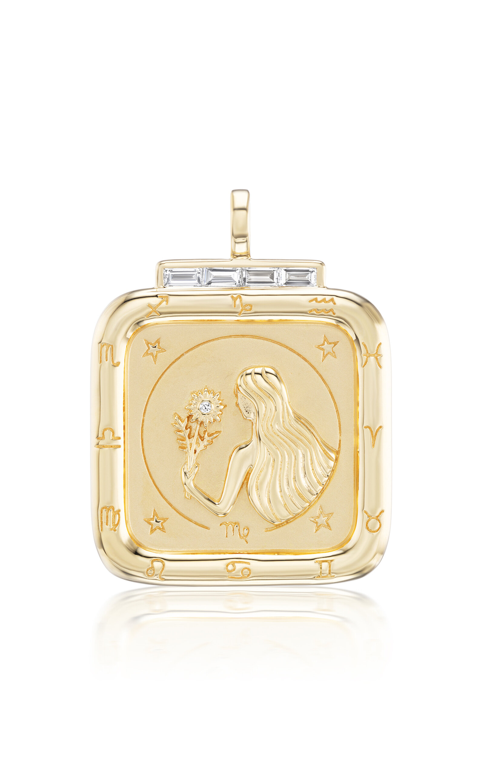 18K Yellow Gold Virgo Zodiac Pendant