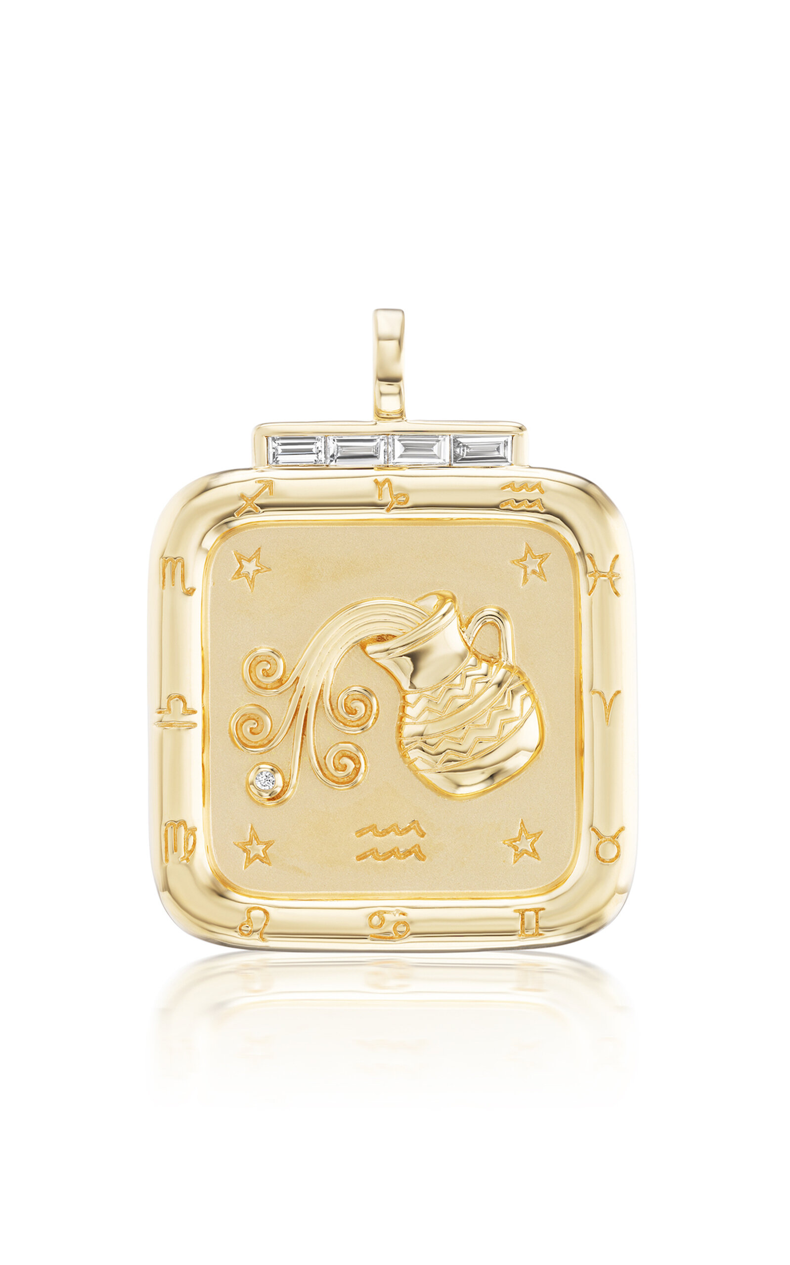 18K Yellow Gold Aquarius Zodiac Pendant