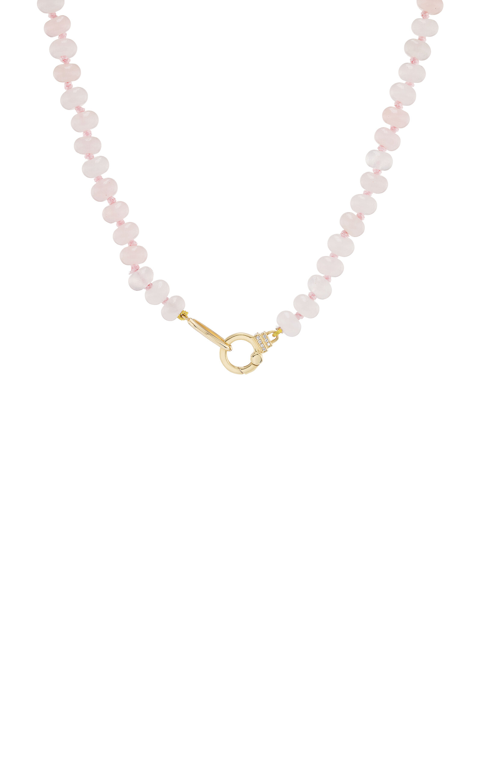 18K Yellow Gold Rose Quartz Beaded Necklace