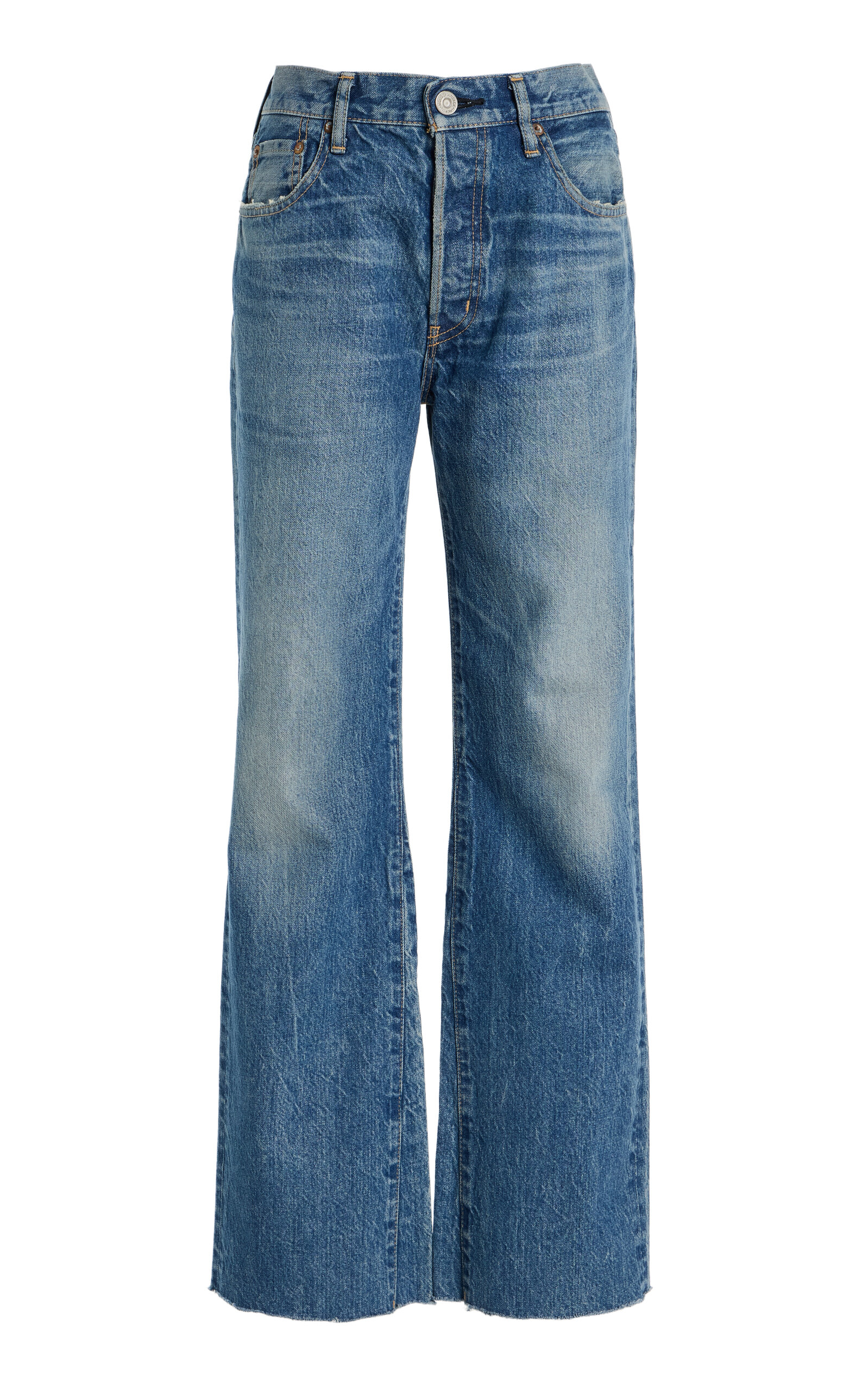 Moussy Vintage Atlantis Low-rise Flared Jeans In Blue