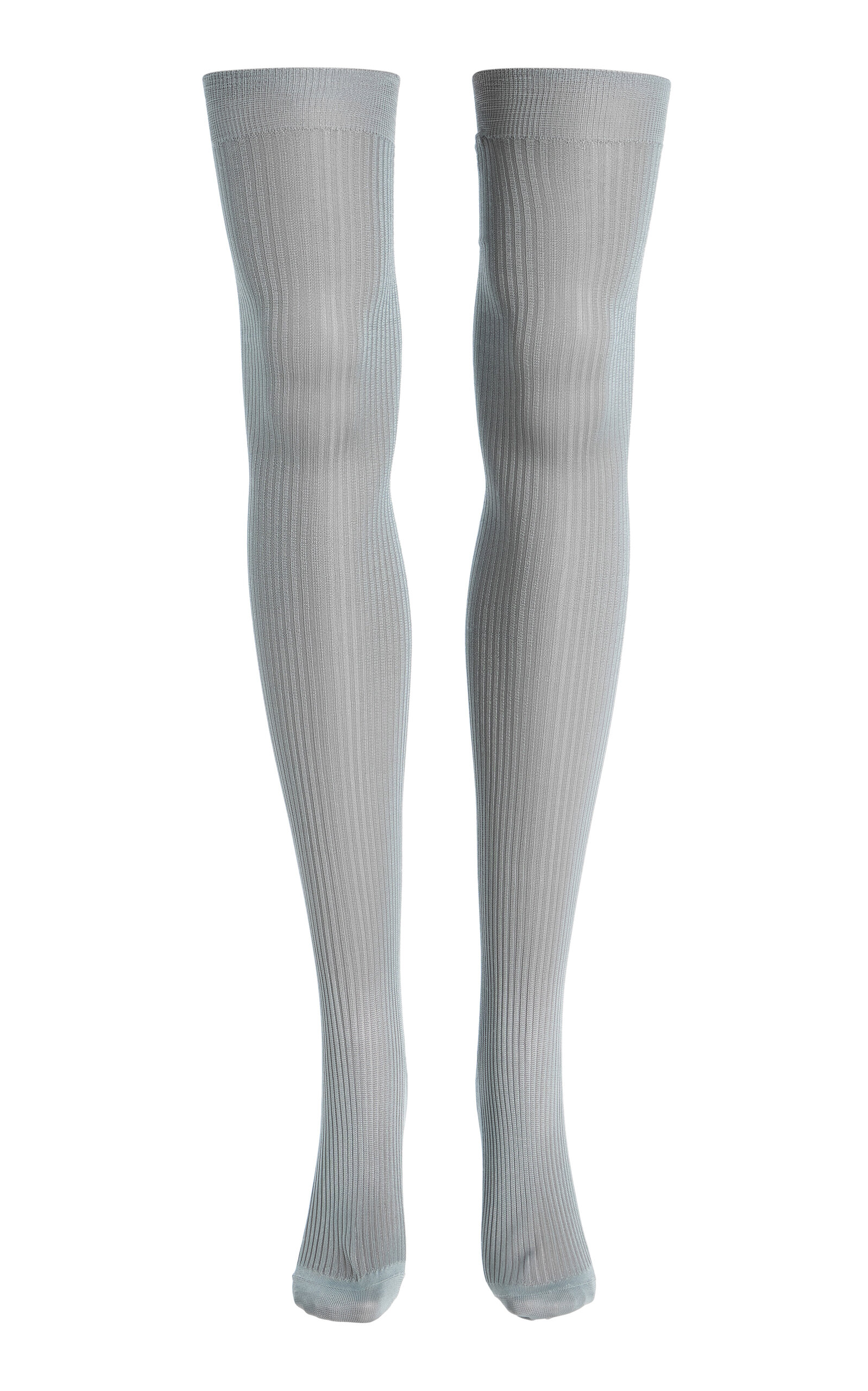 Miu Miu Knee-High Ribbed-Silk Socks