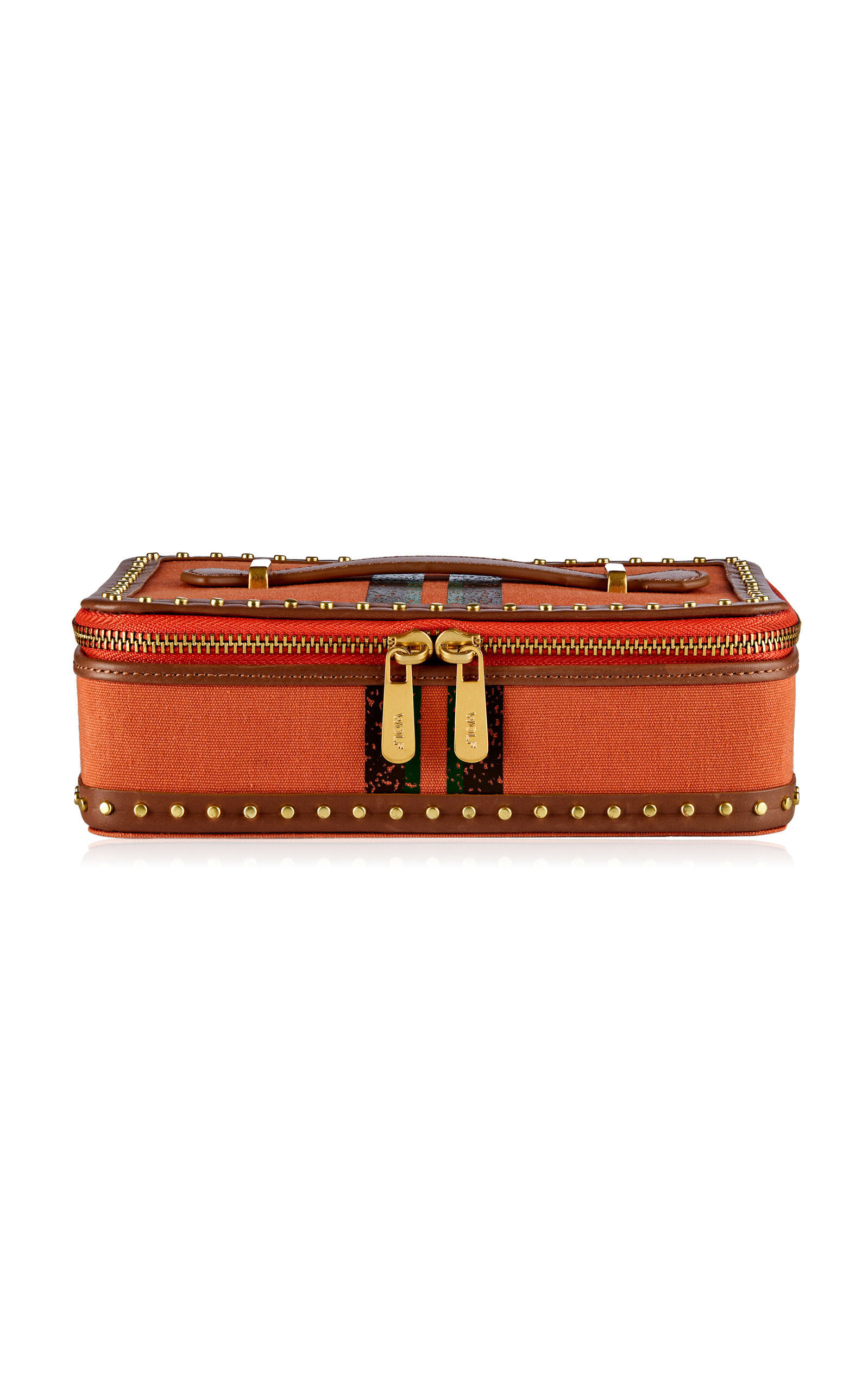 Wolf Ida Canvas And Leather Travel Jewelry Case In Orange