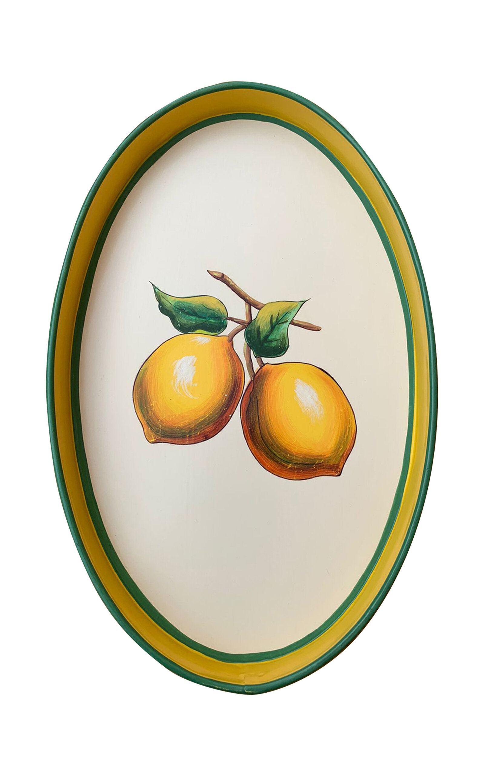 Les-Ottomans Flora Hand-Painted Iron Tray- Lemons - Multi