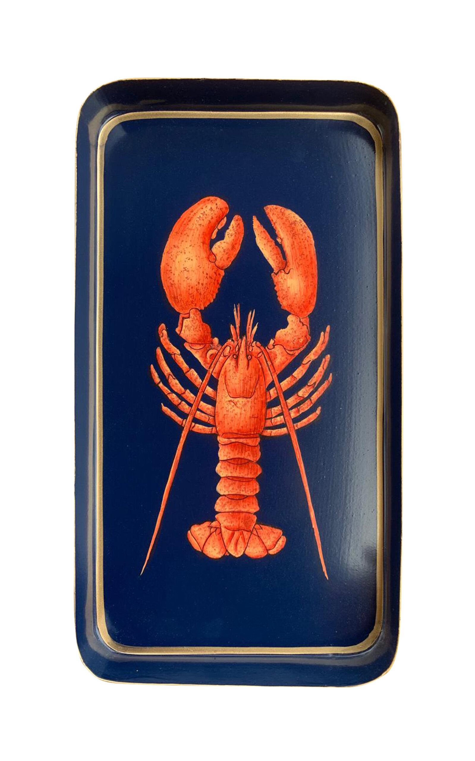Les-Ottomans Fauna Hand-Painted Iron Tray- Lobster - Multi