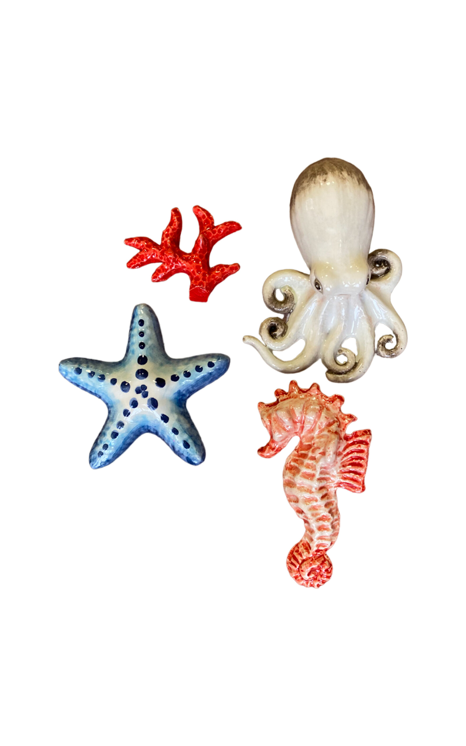 Les-Ottomans Set-Of-Four; Ceramic Harvest Table Décor (Sea) - Multi