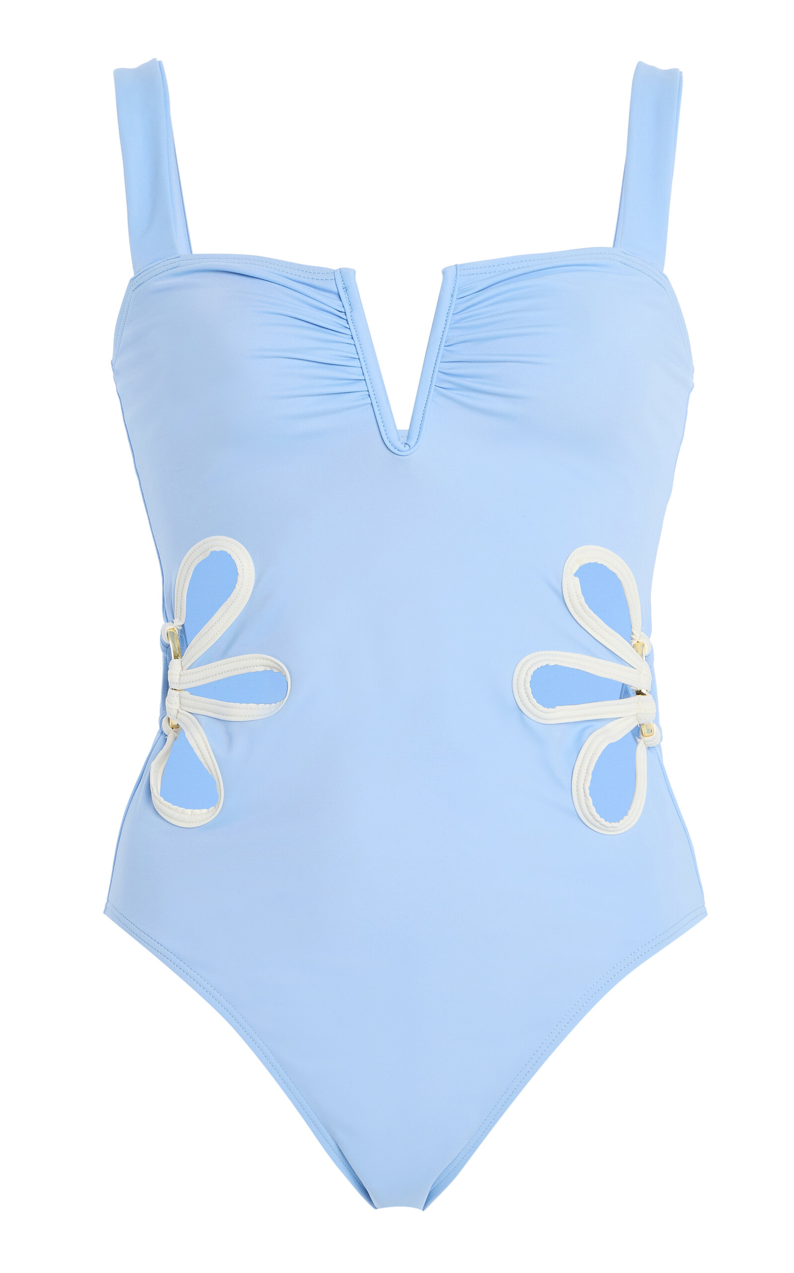FOLLOW SUIT Exclusive The Flora Cutout One-Piece Swimsuit - Blue - XS