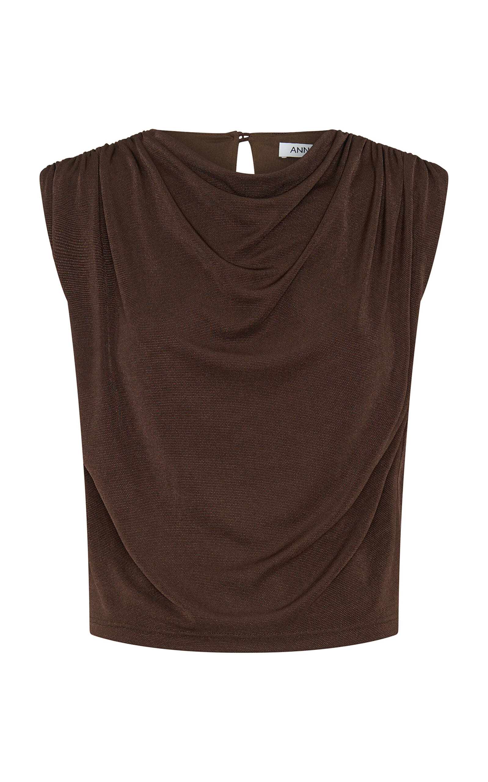 Anna Quan Emi Draped Jersey Top - Brown