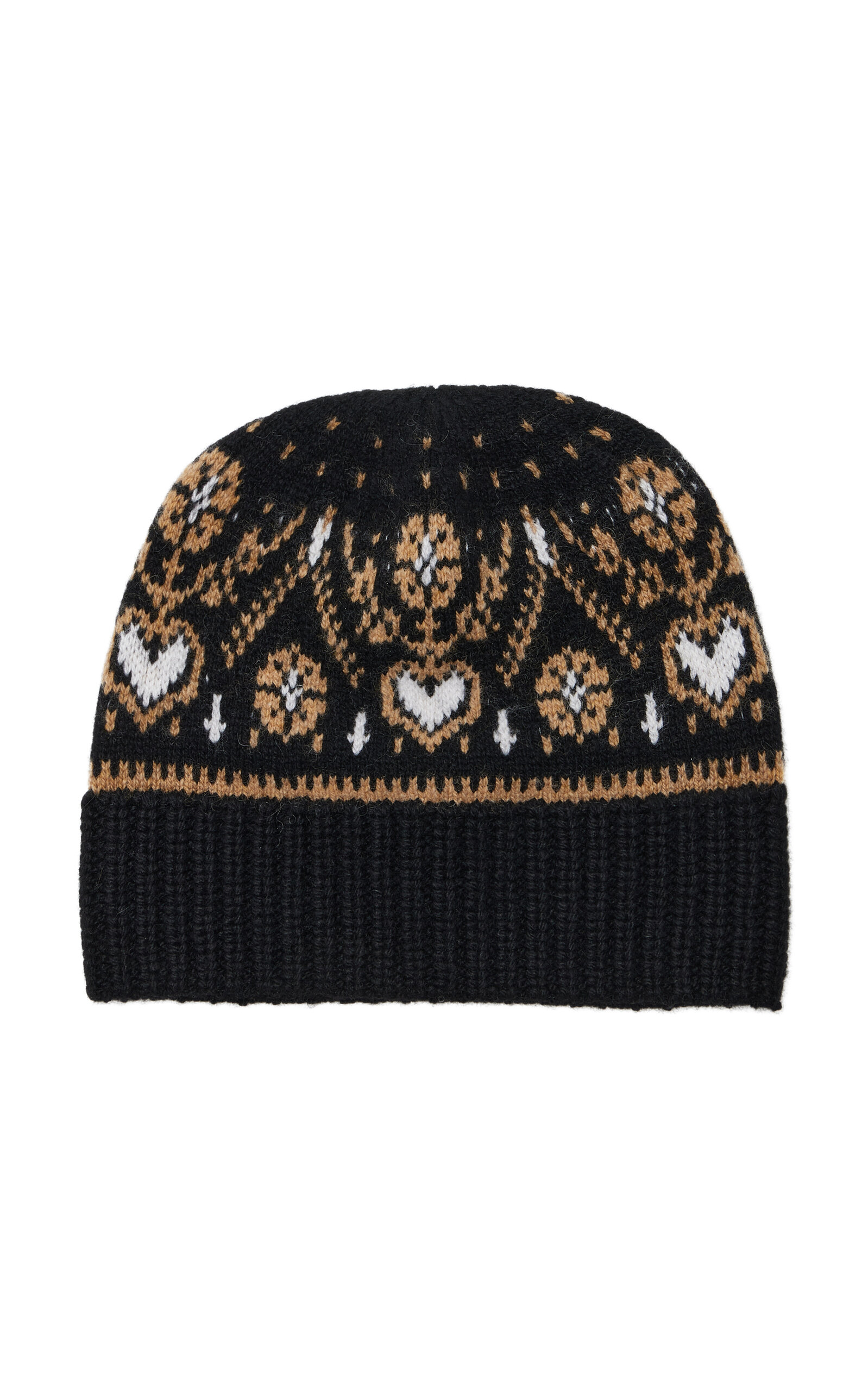 Khaite Avers Fair Isle Cashmere Beanie In Black