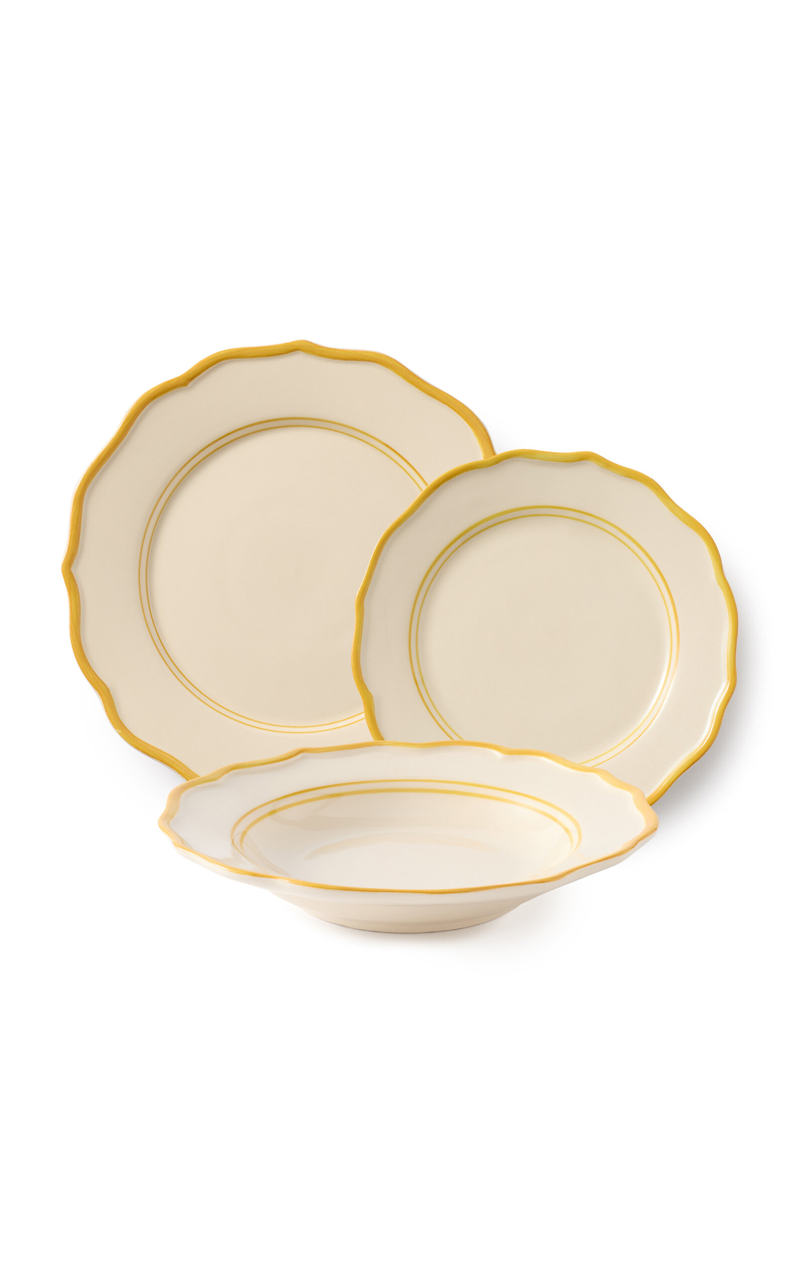 Maison Madison Set-of-twelve Giovanna Plate And Bowl Set In Yellow