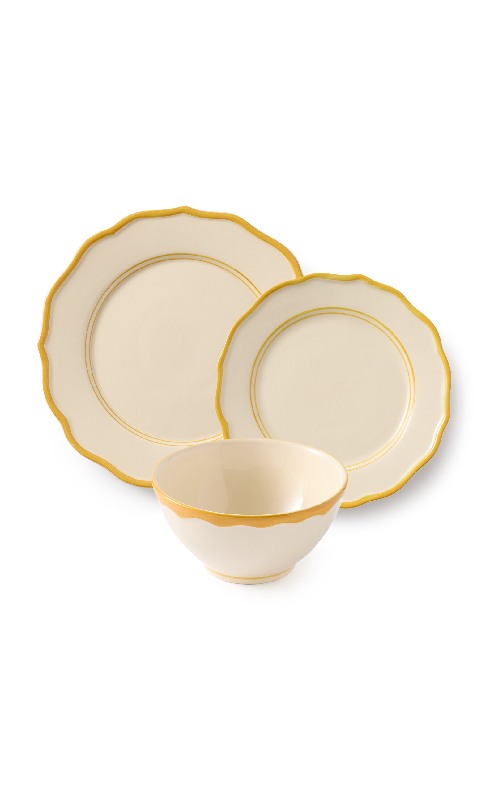 Maison Madison Set-Of-Twelve Giovanna Plate And Bowl Set - Yellow