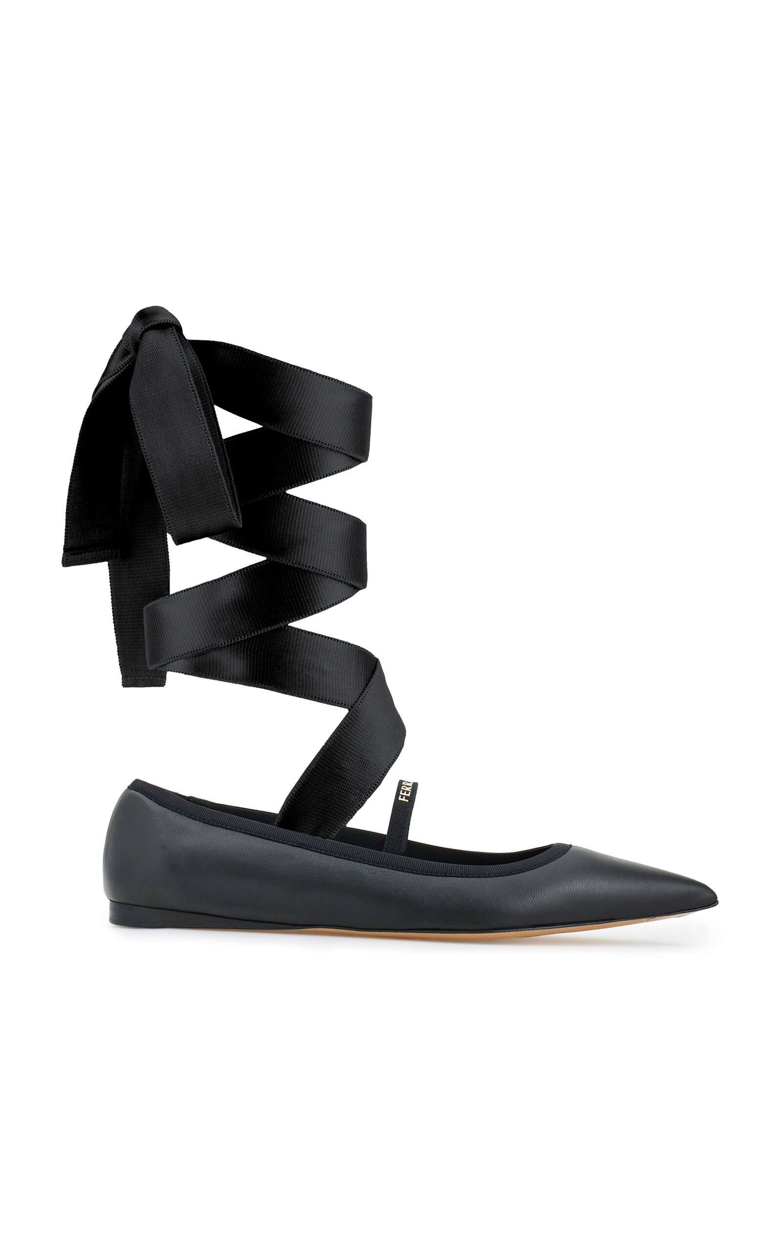 Ferragamo Carice Leather Ballet Flats - Black - US 8.5