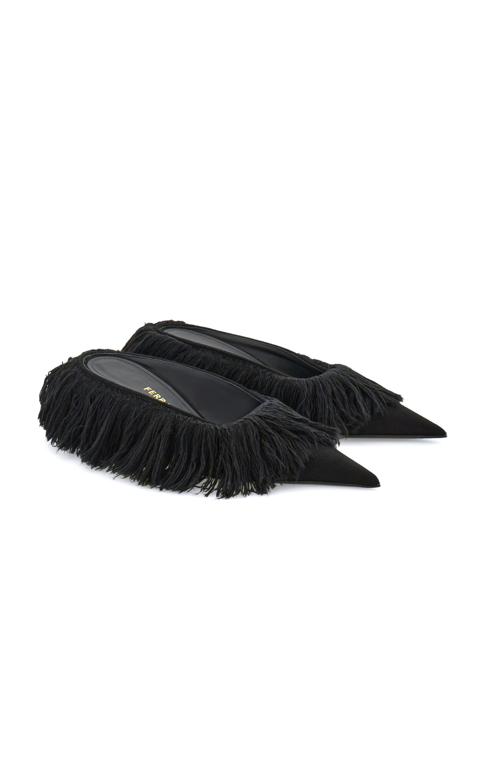 Ferragamo Brita Fringed Cotton Mules