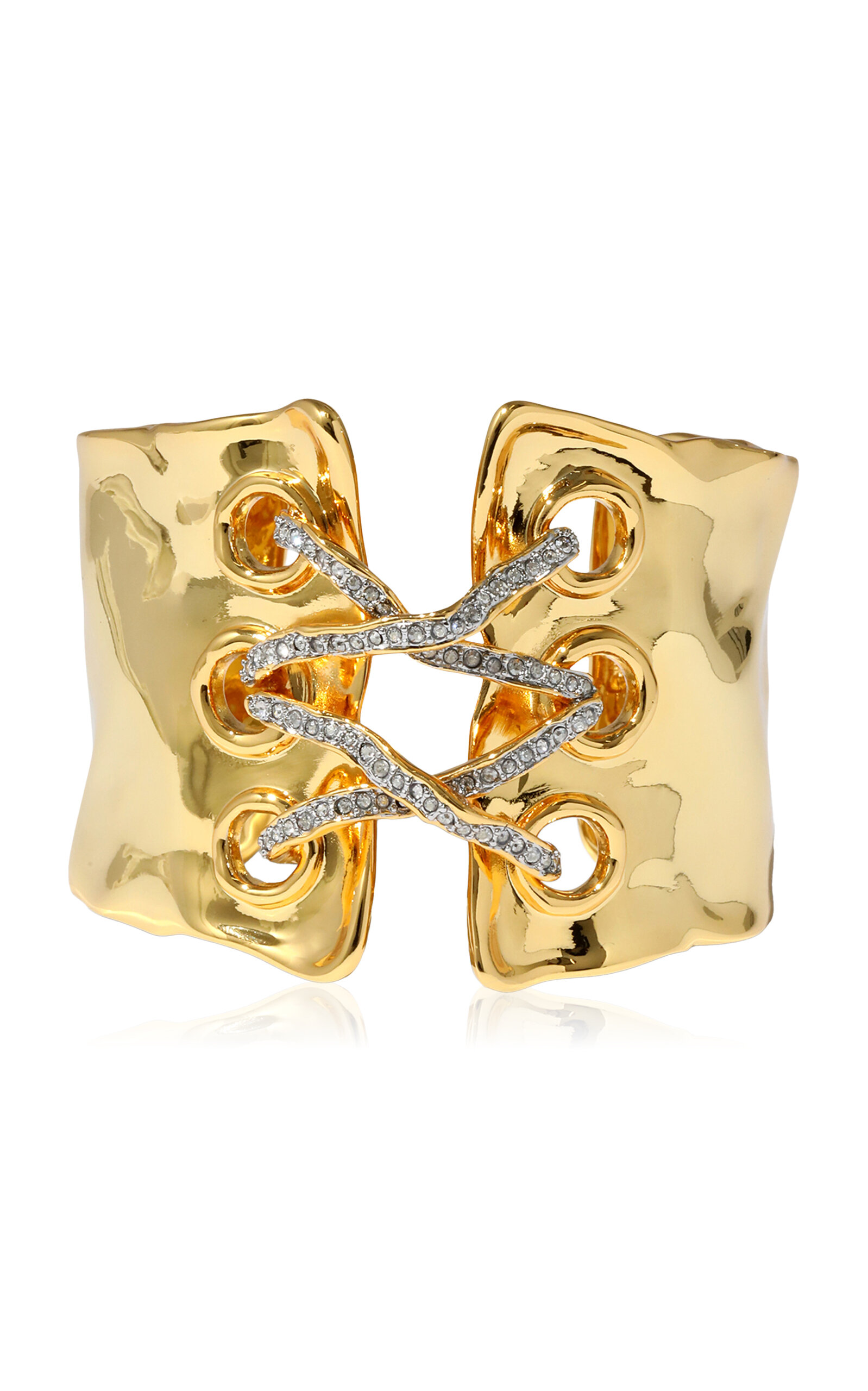 Alexis Bittar Solanales Crystal Lace-up Cuff Bracelet In Gold