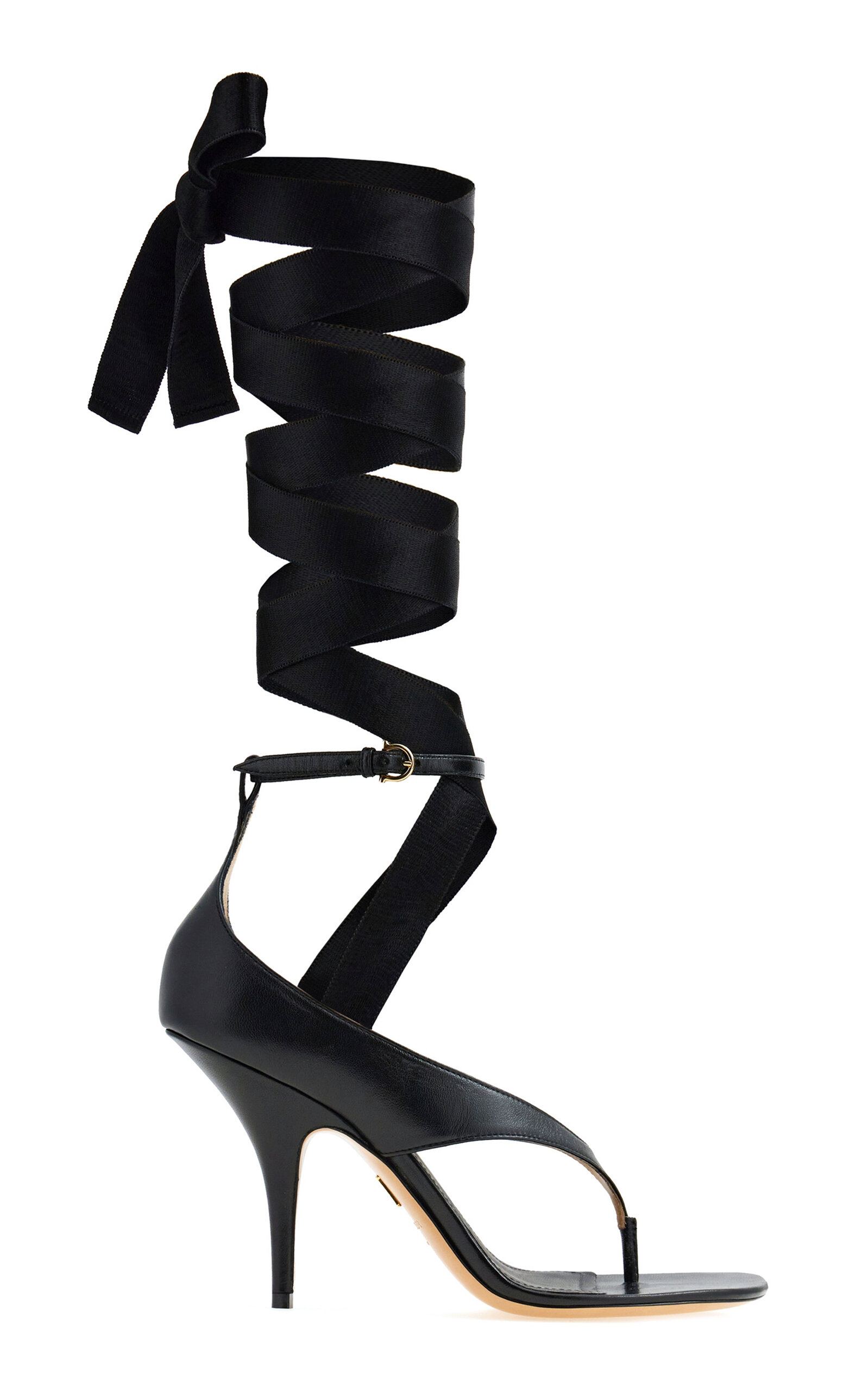 Ferragamo Leliu Leather Thong Sandals - Black