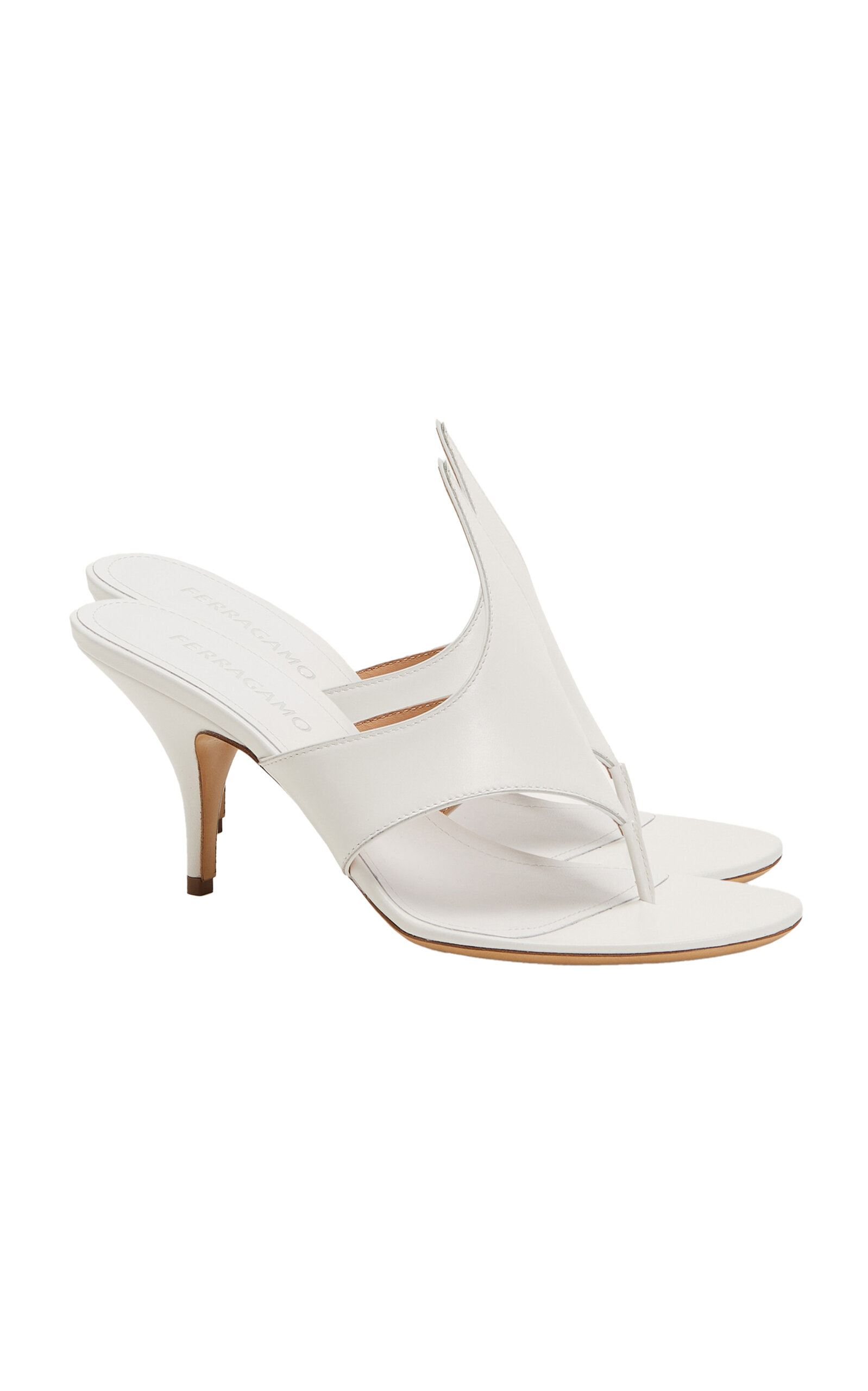 Ferragamo Lyrai Leather Mules In Neutral