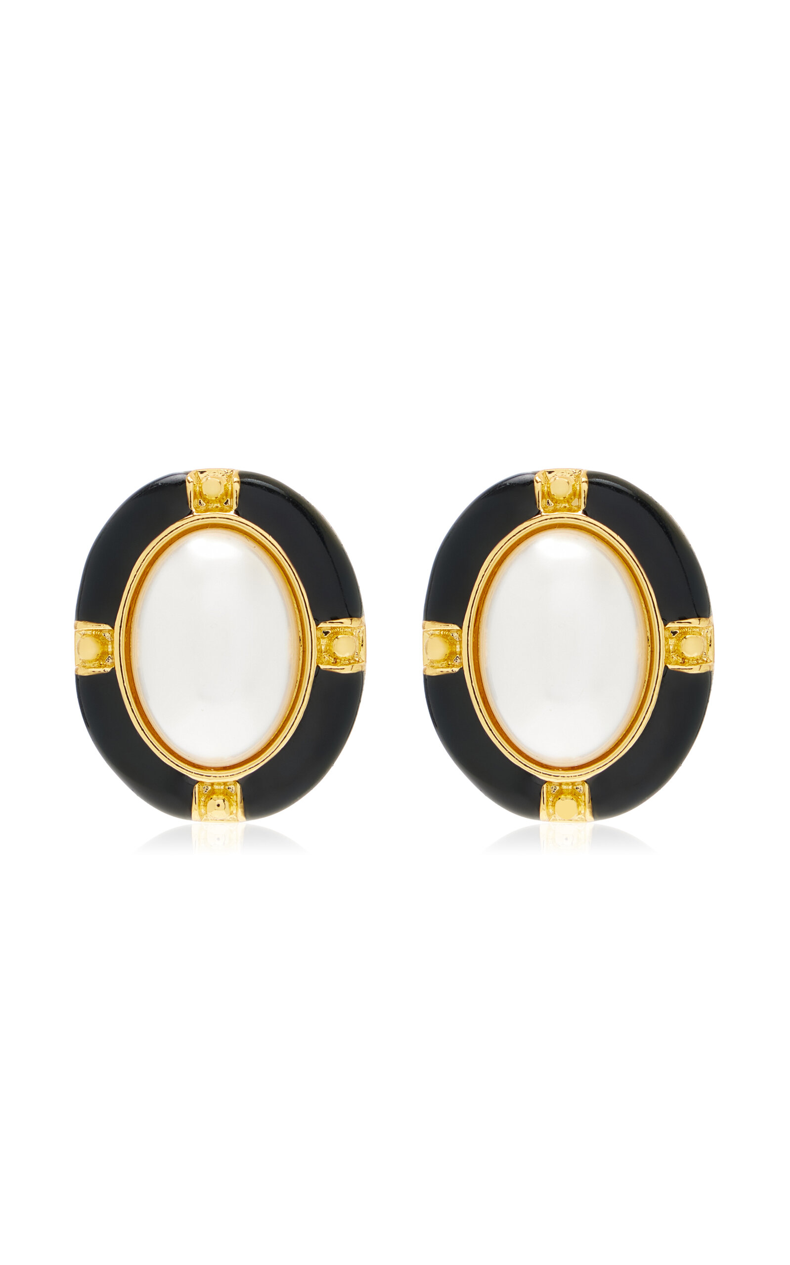 Exclusive Gold-Tone Enamel Pearl Earrings