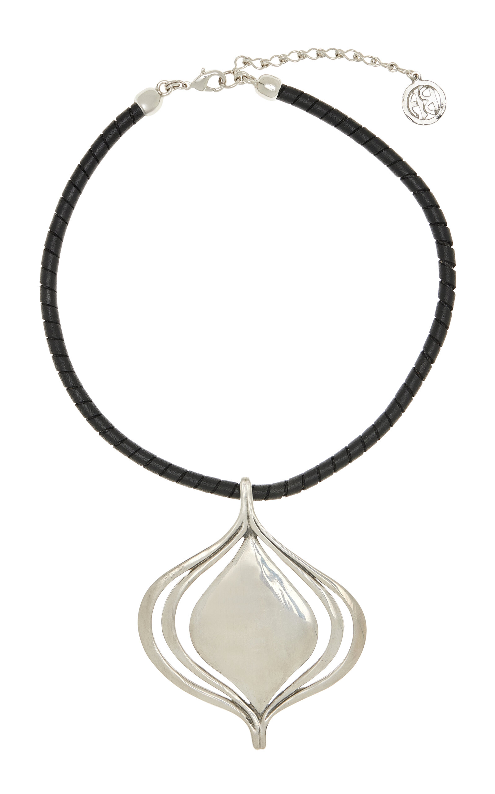 Exclusive Leather Silver-Tone Necklace