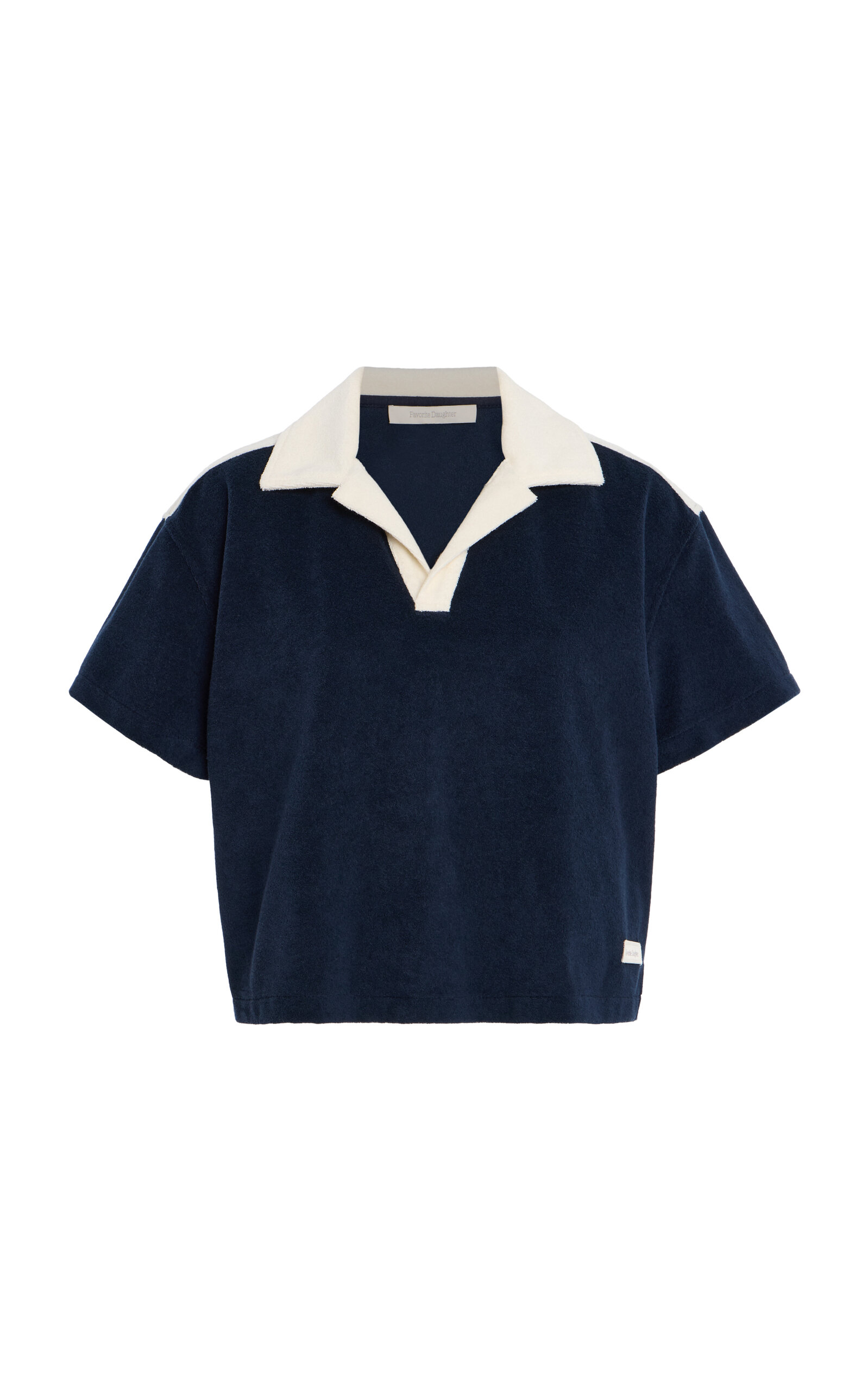 Favorite Daughter The Beach Cropped Terry Polo Shirt - Navy - XS
