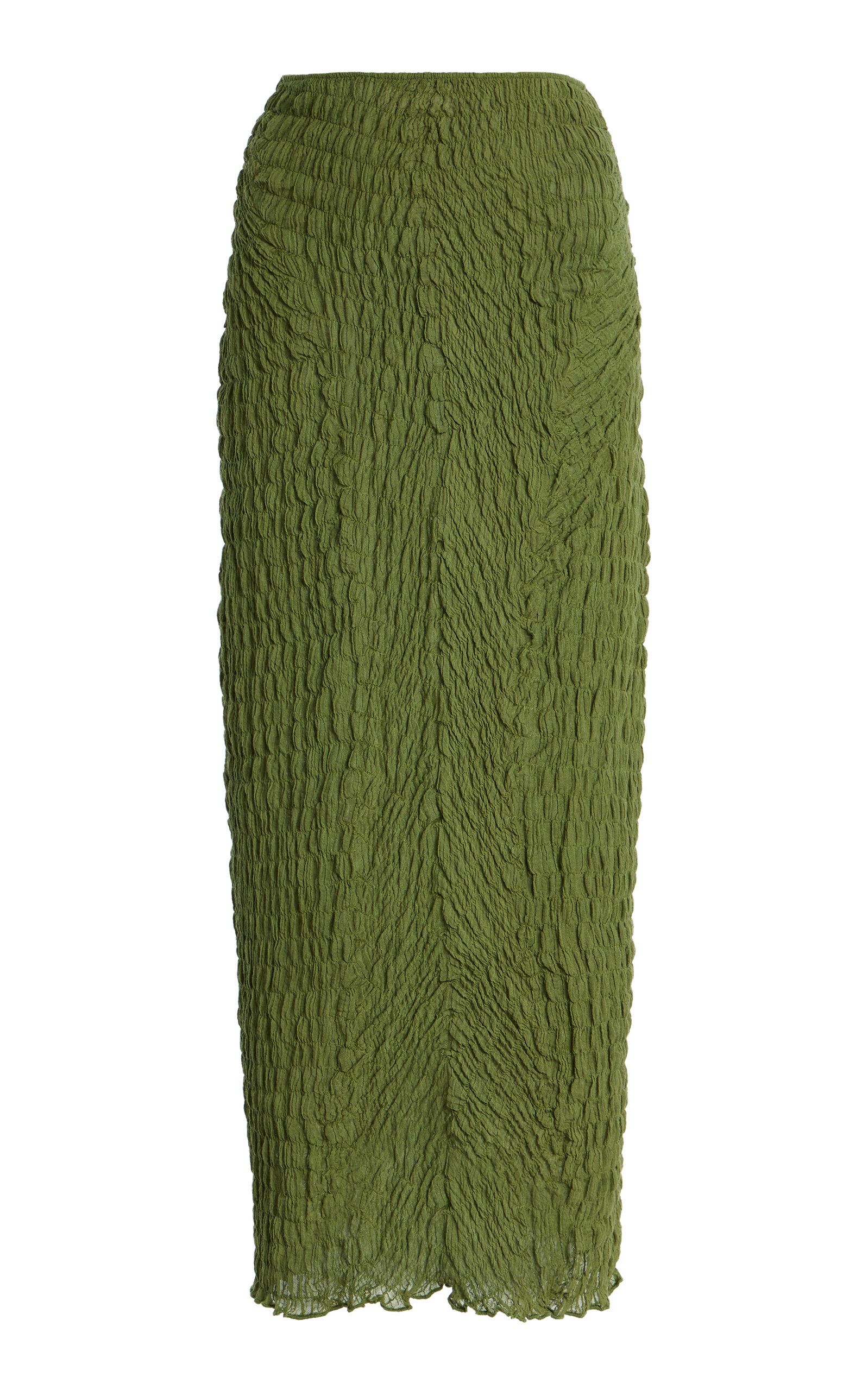 Tg Botanical Wendy Shirred Cotton Maxi Skirt In Green