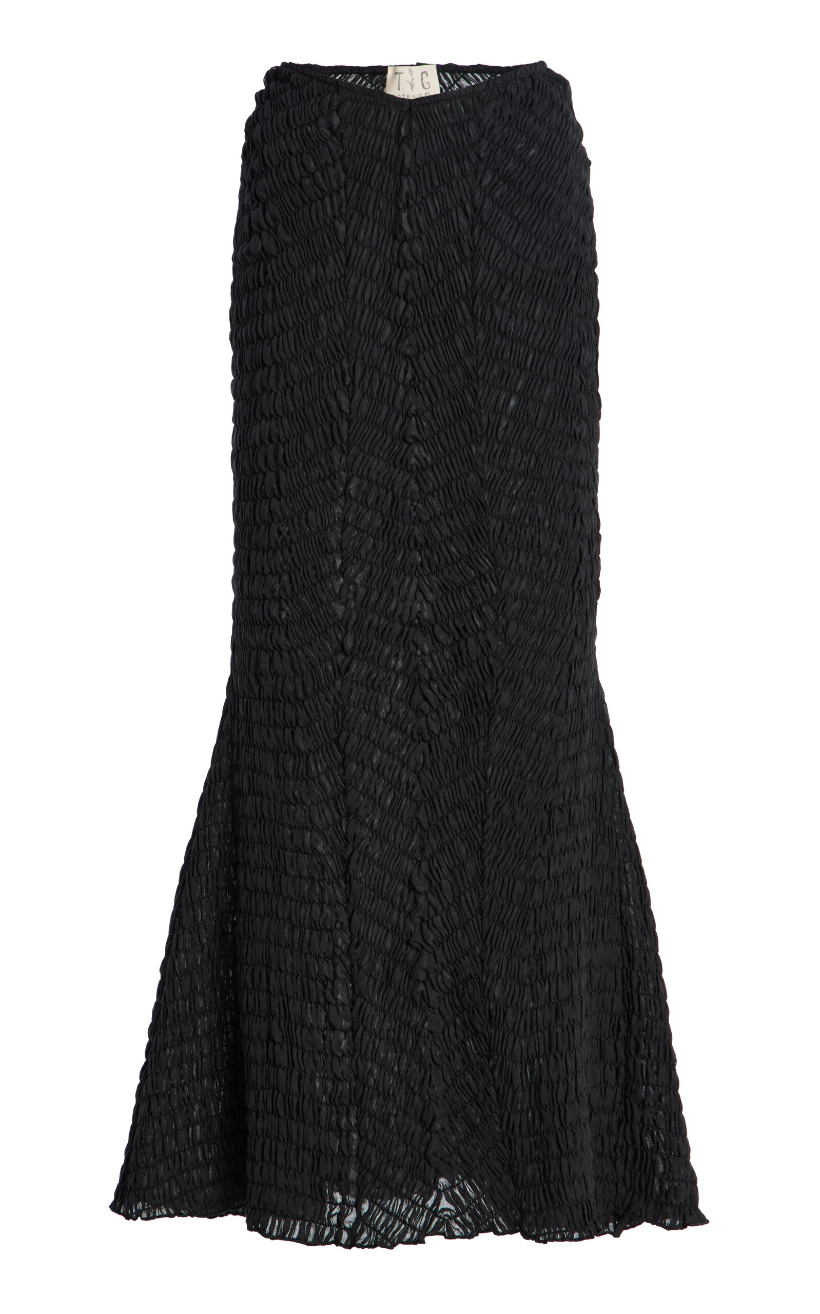 Tg Botanical Marla Shirred Maxi Skirt In Black